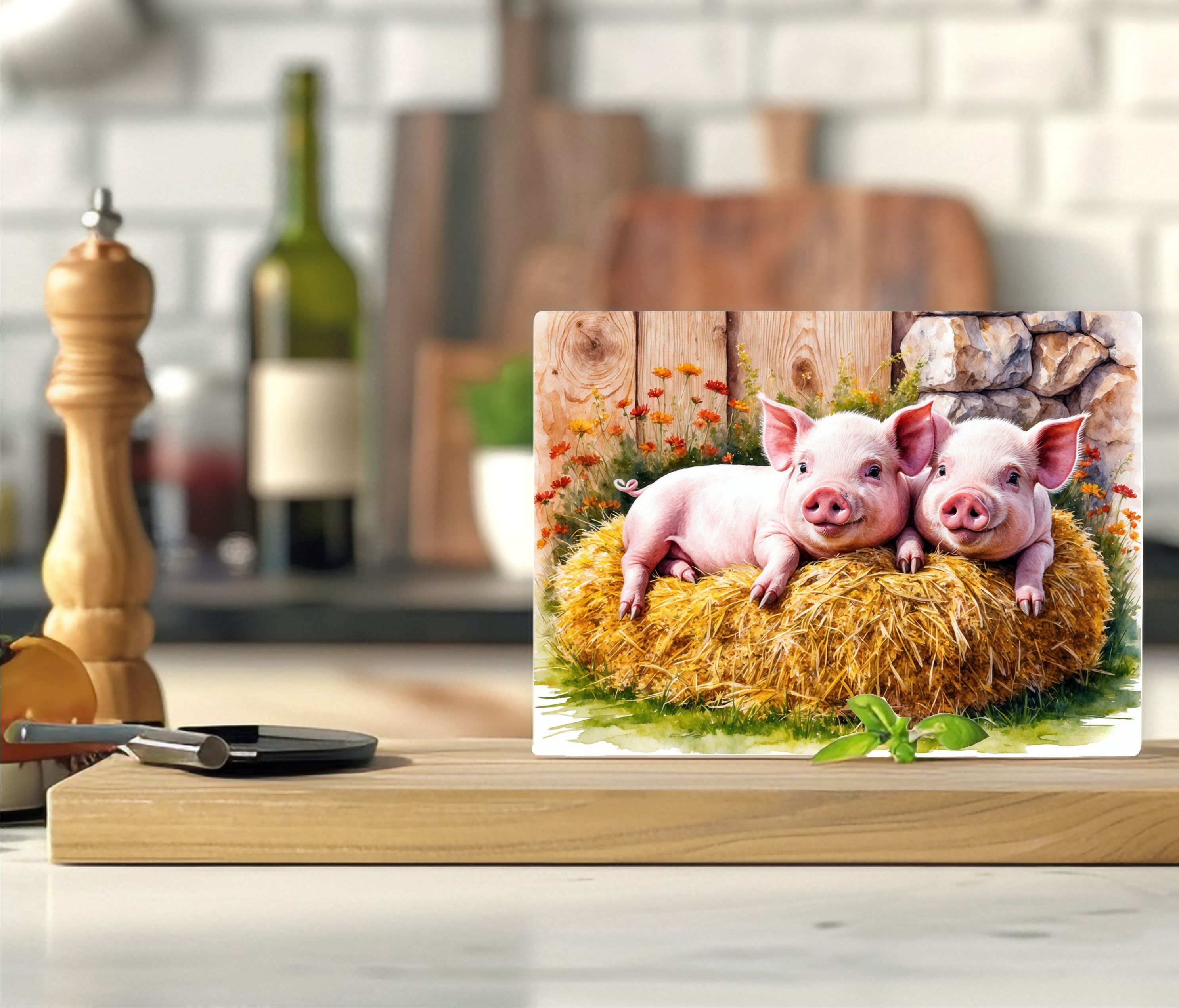 Cozy Pigs - Cutting Board - Sublimation Transfer