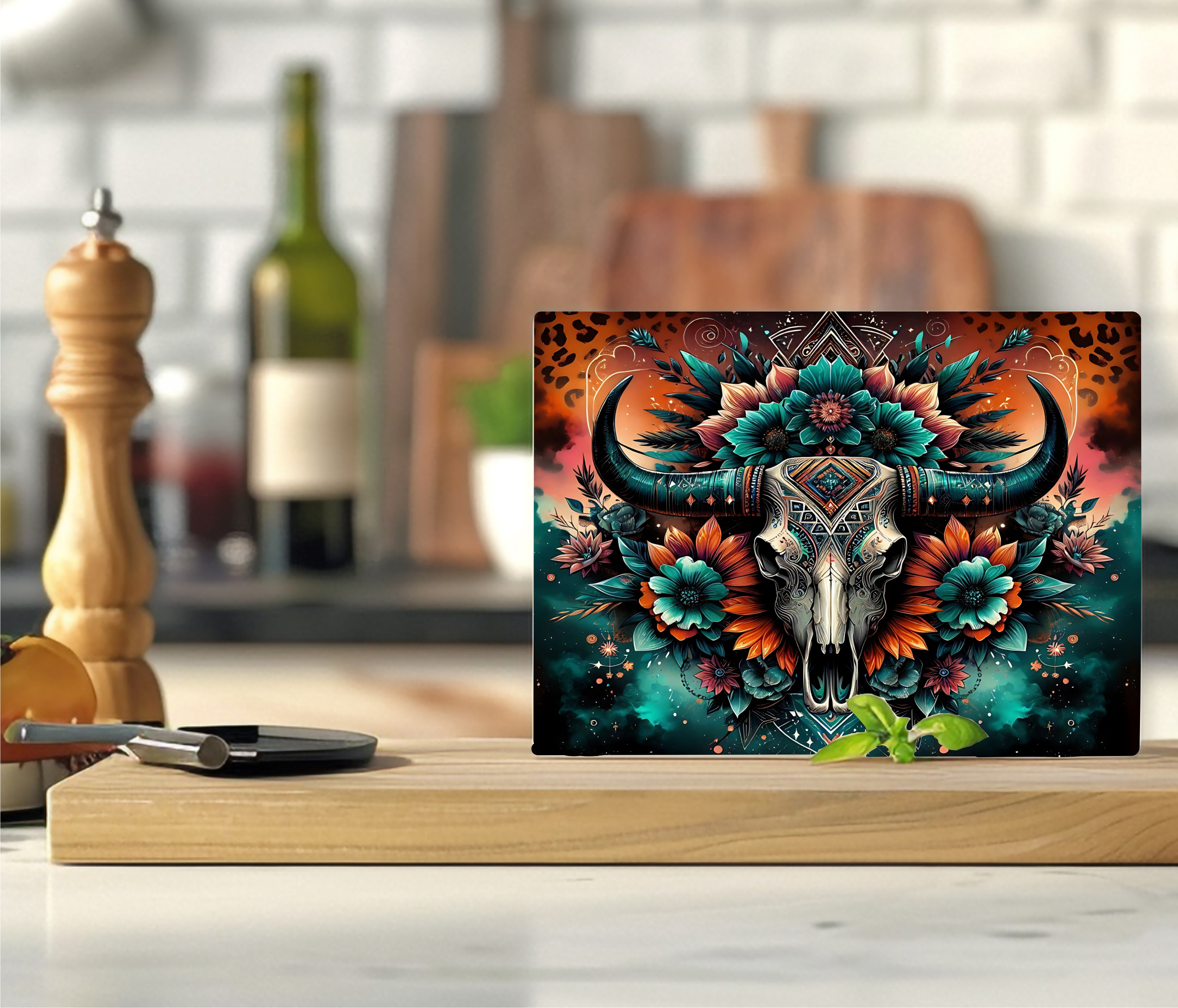 Vibrant Western Skull - Cutting Board - Sublimation Transfer