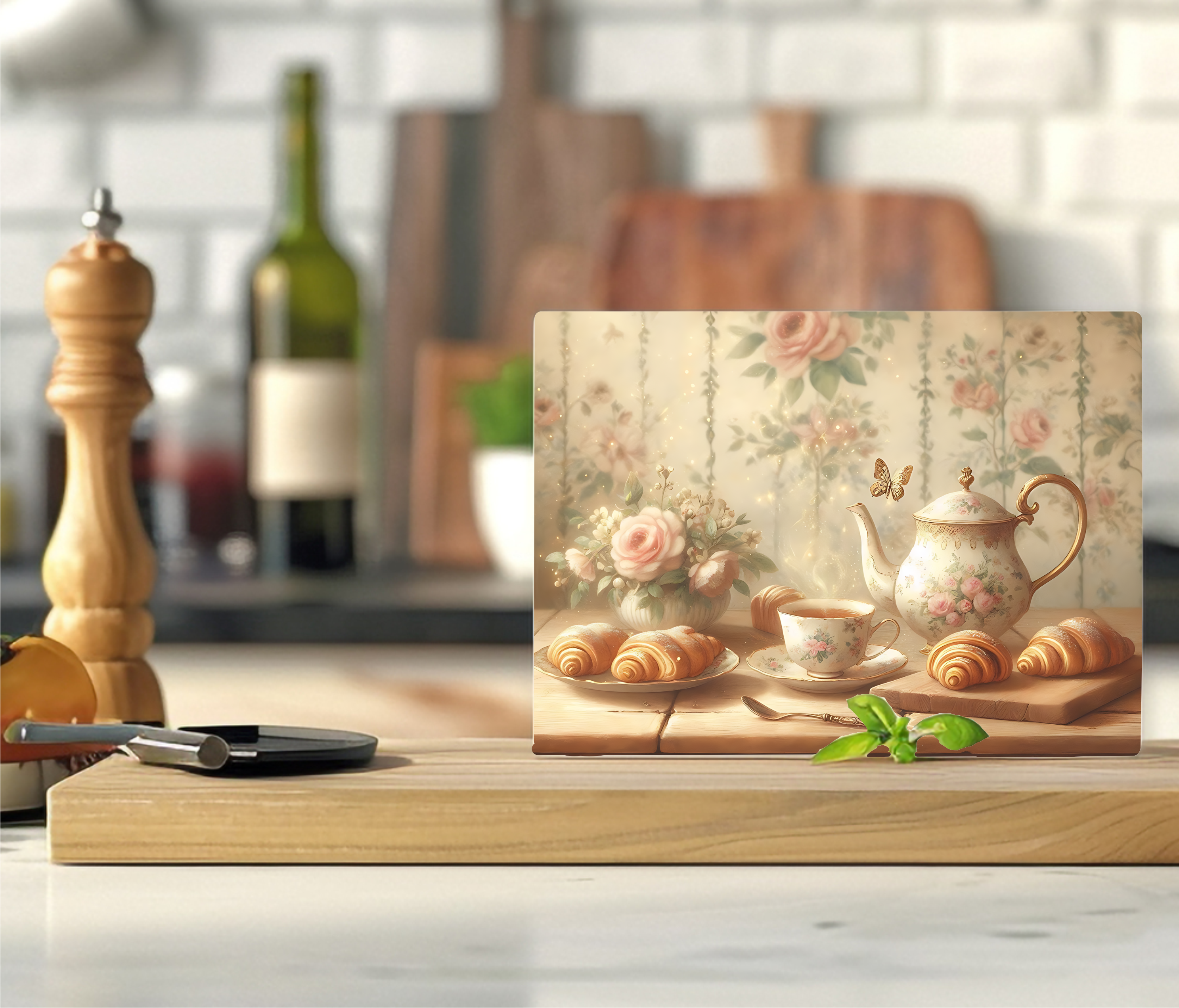 Vintage Tea Set - Cutting Board - Sublimation Transfer