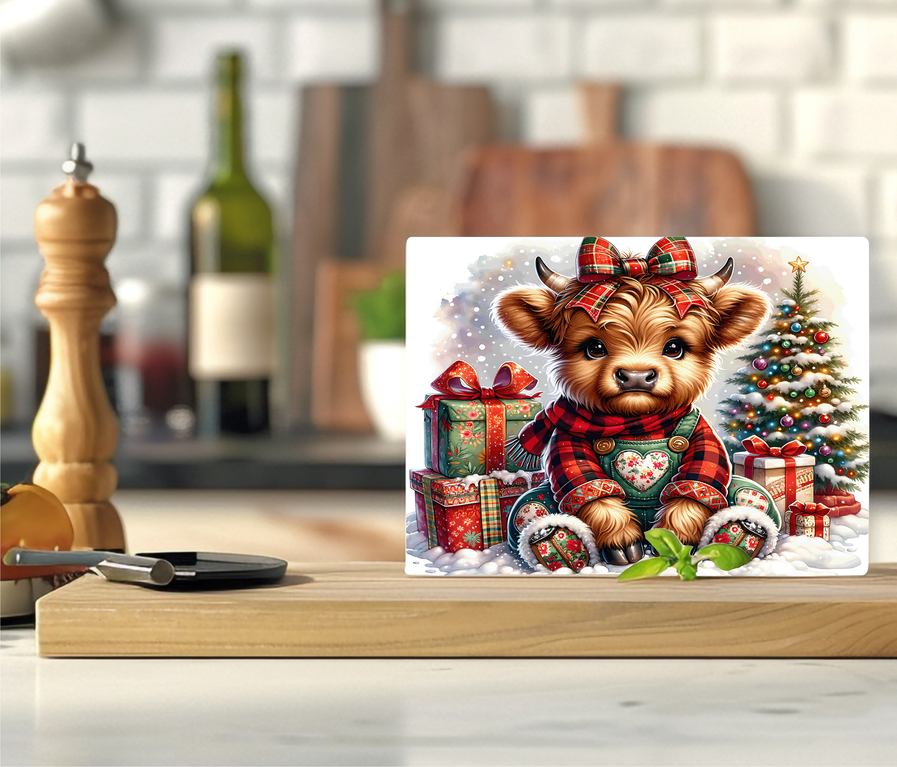 Christmas Baby Cow - Cutting Board - Sublimation Transfer