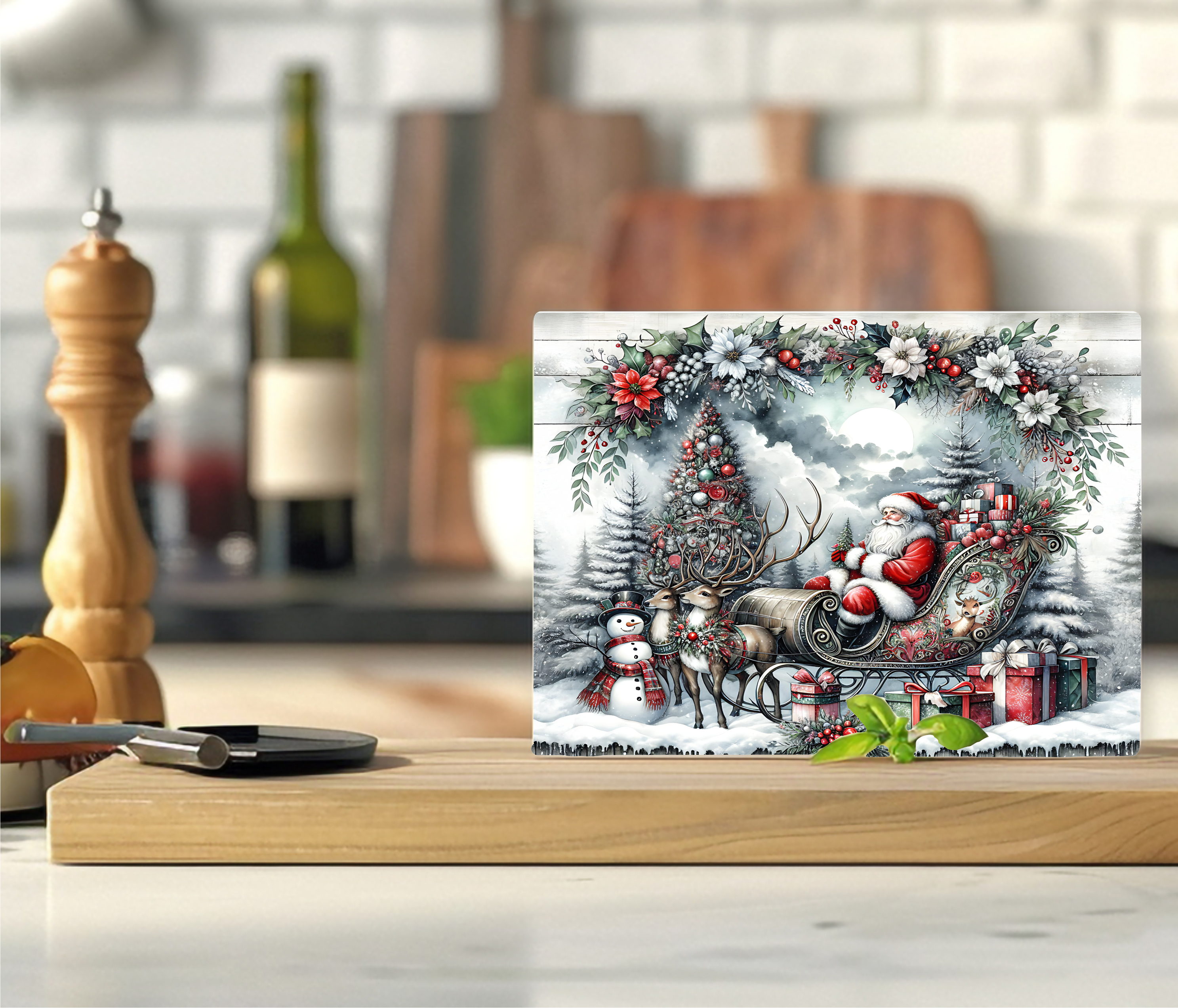 Santa & Sleigh - Cutting Board - Sublimation Transfer