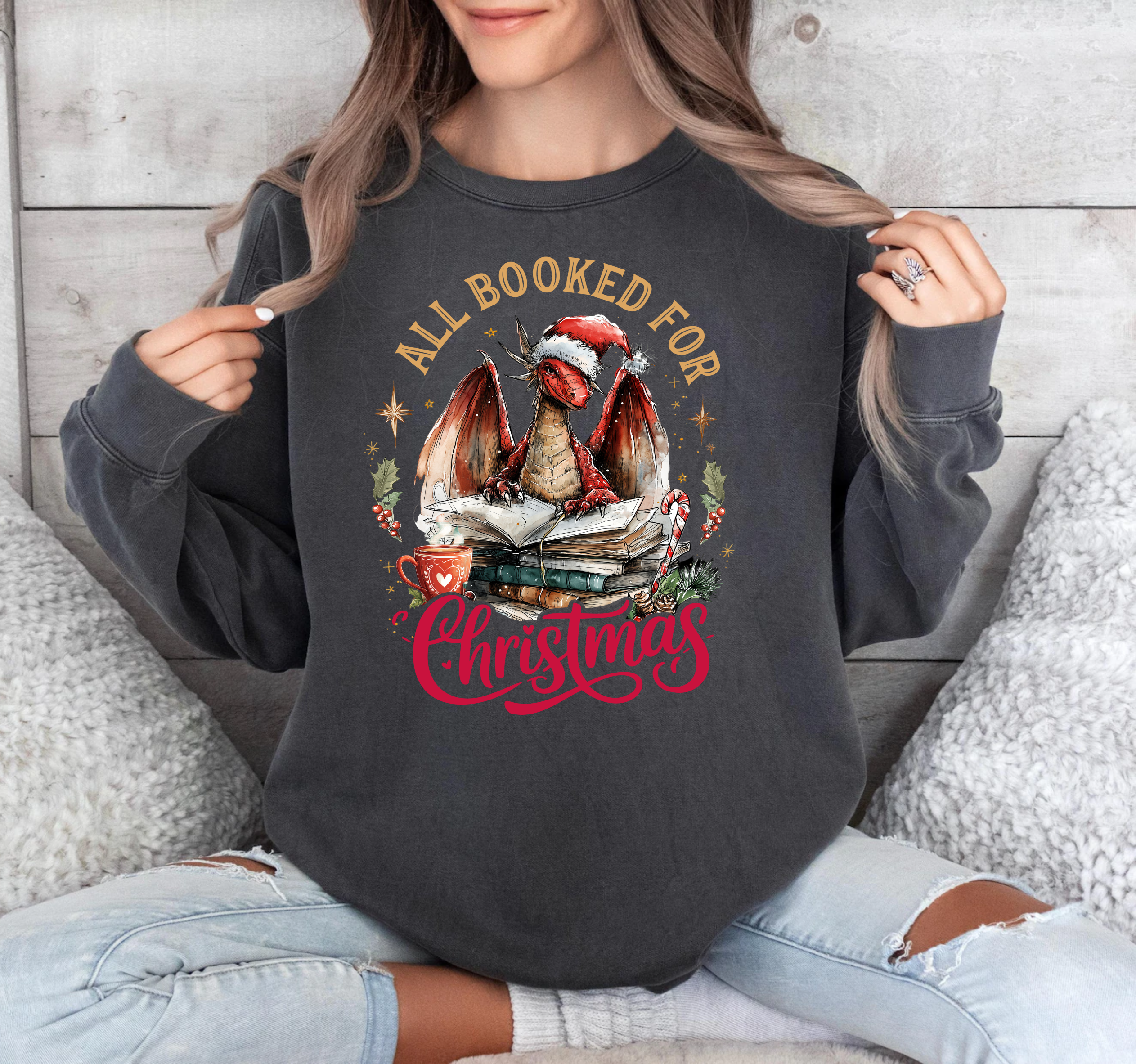 All Booked For Christmas Dragon - DTF Transfer