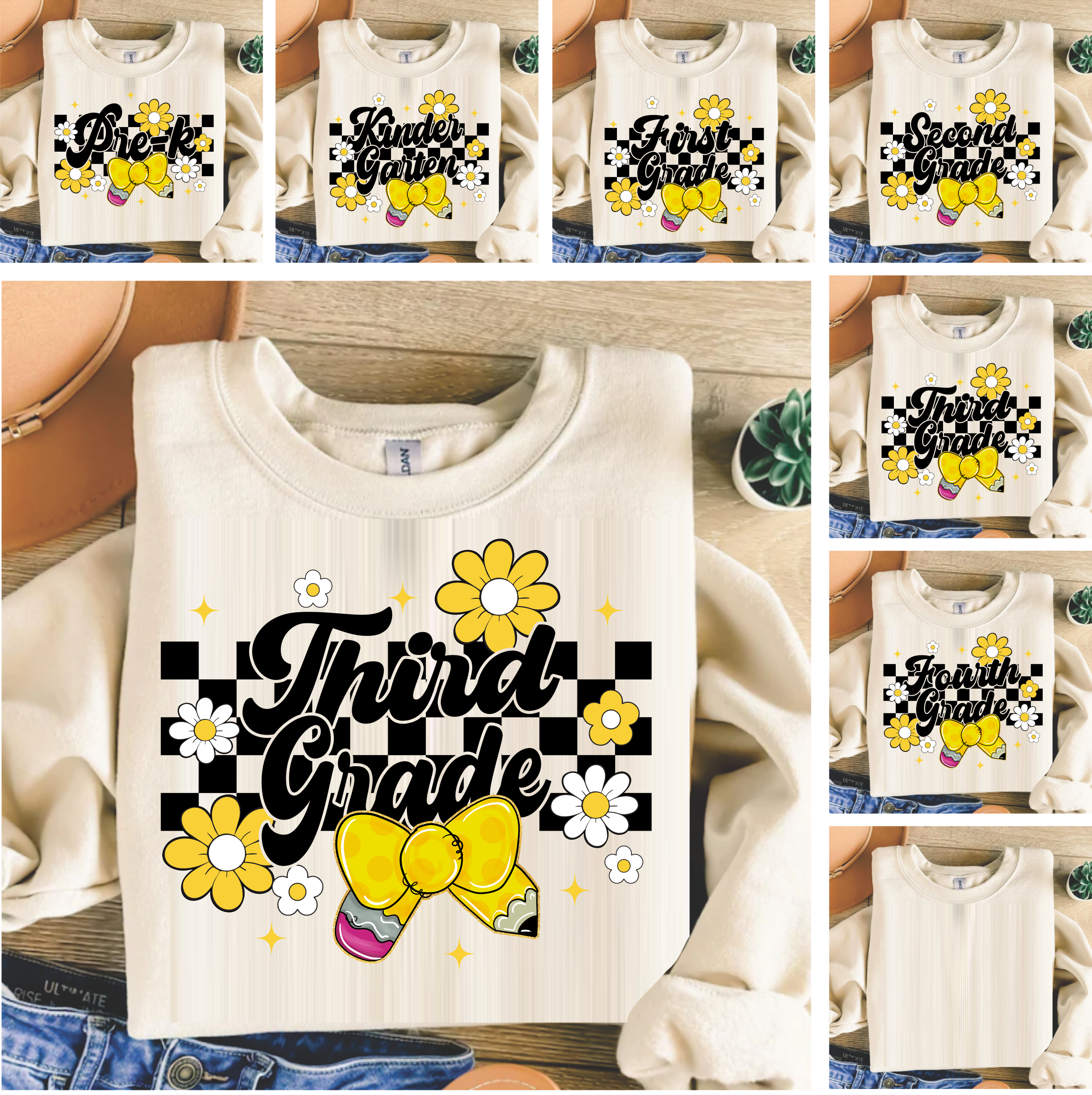 Blocks & Pencil Bow - DTF Transfer