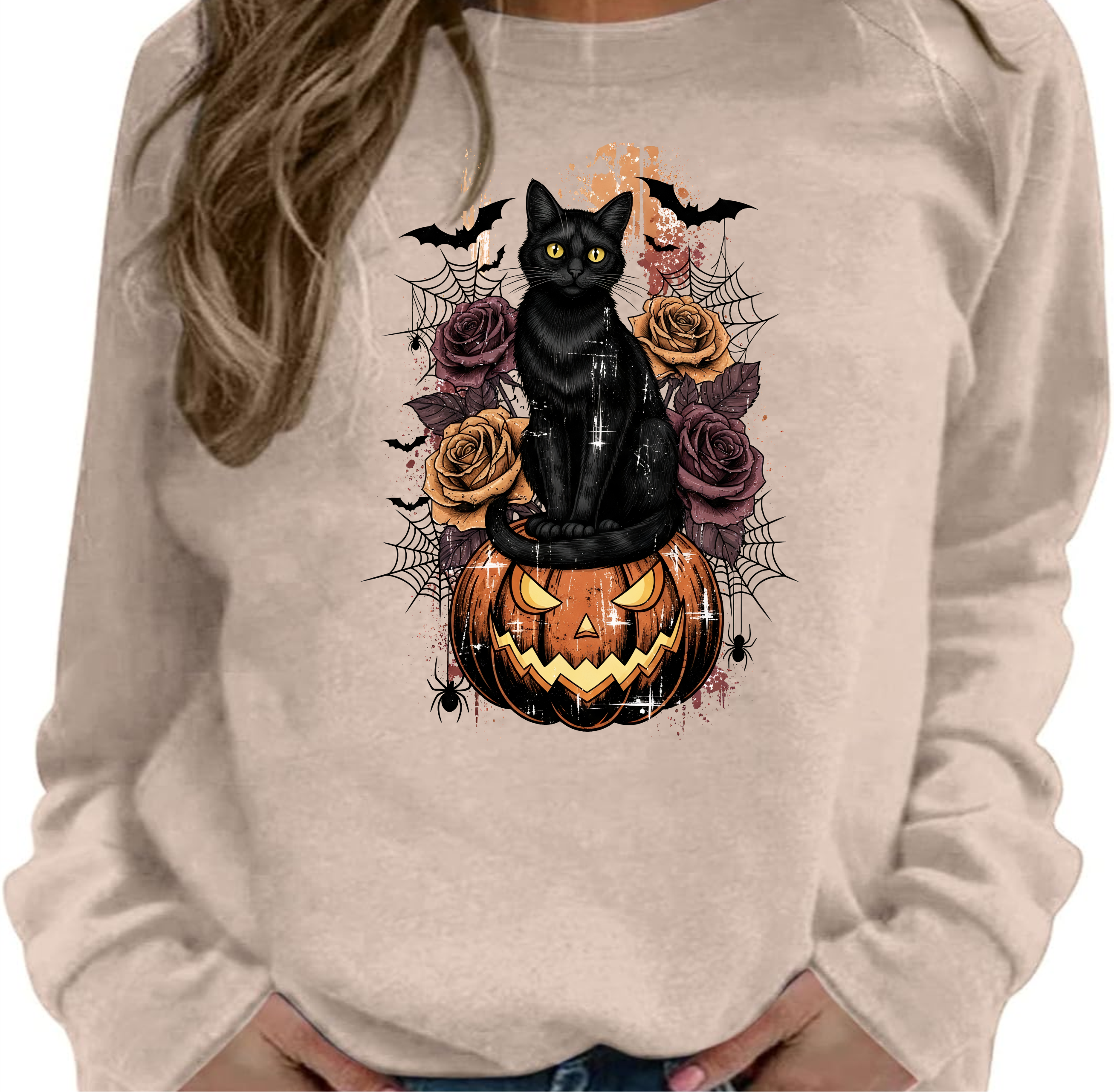 Black Cat on Jack-o-lantern - DTF Transfer