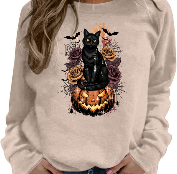 Black Cat on Jack-o-lantern - DTF Transfer