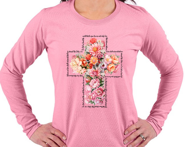 John 3:16 Floral Cross - DTF Transfer