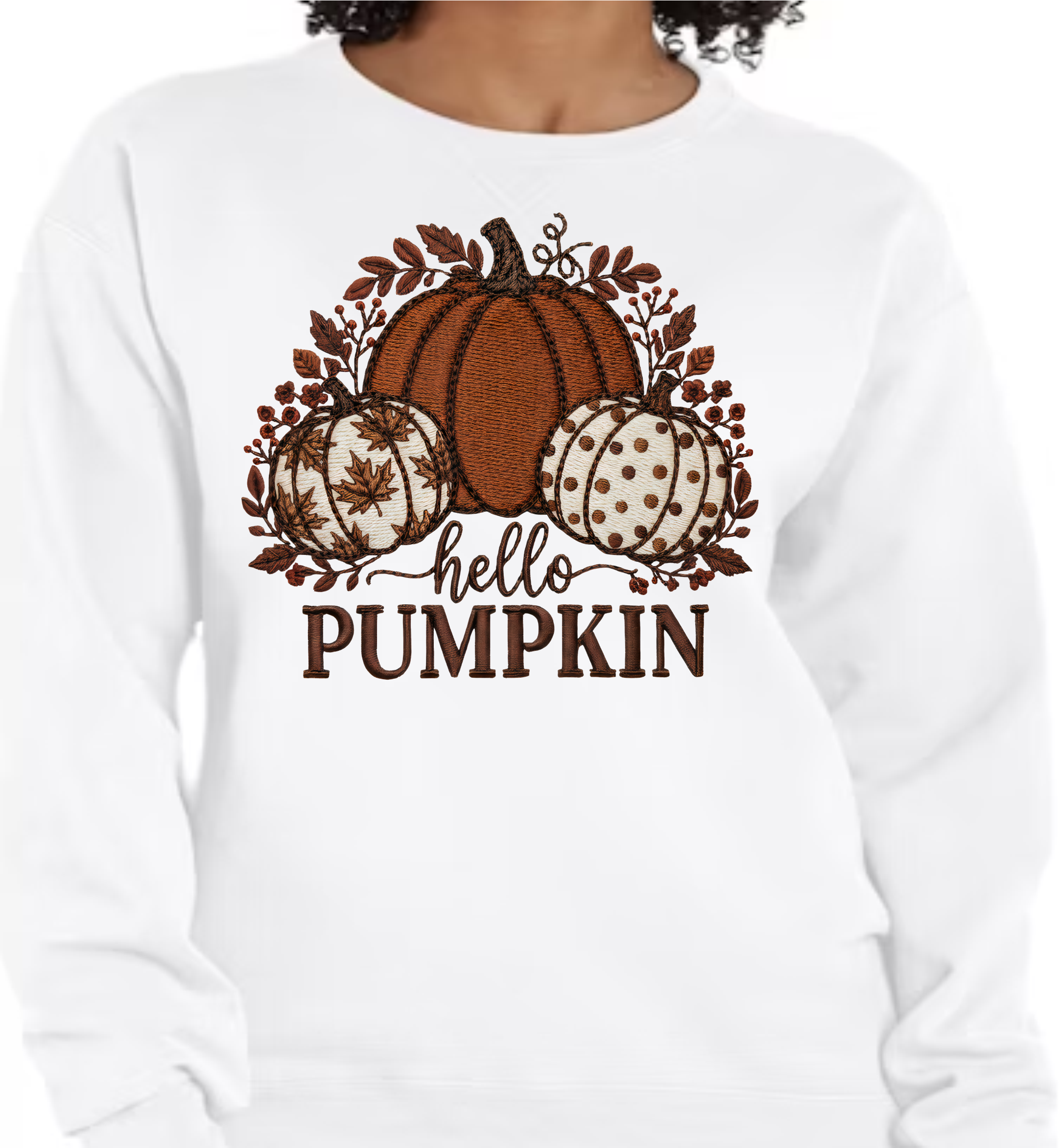Stitched Hello Pumpkin - DTF Transfer