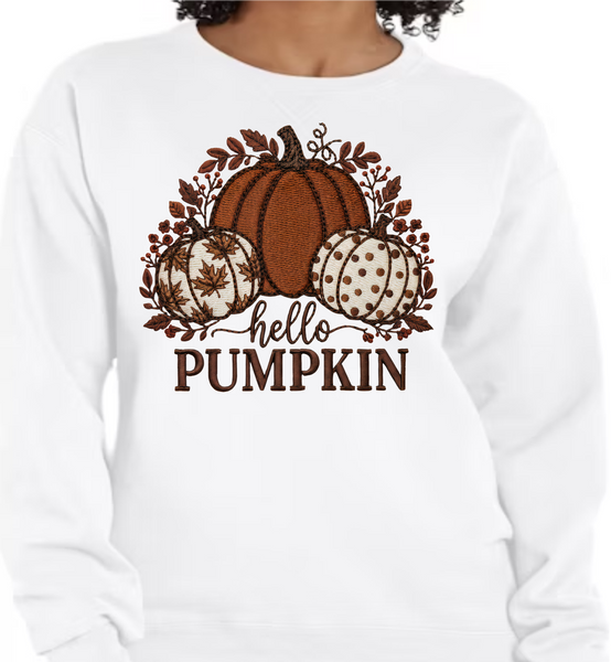 Stitched Hello Pumpkin - DTF Transfer