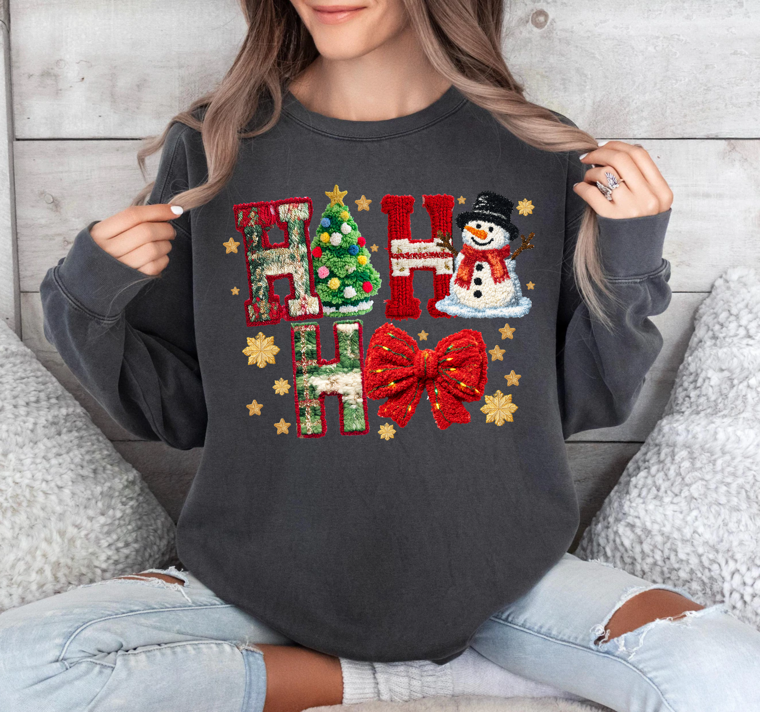 Faux Crochet Yarn - Ho Ho Ho - DTF Transfer