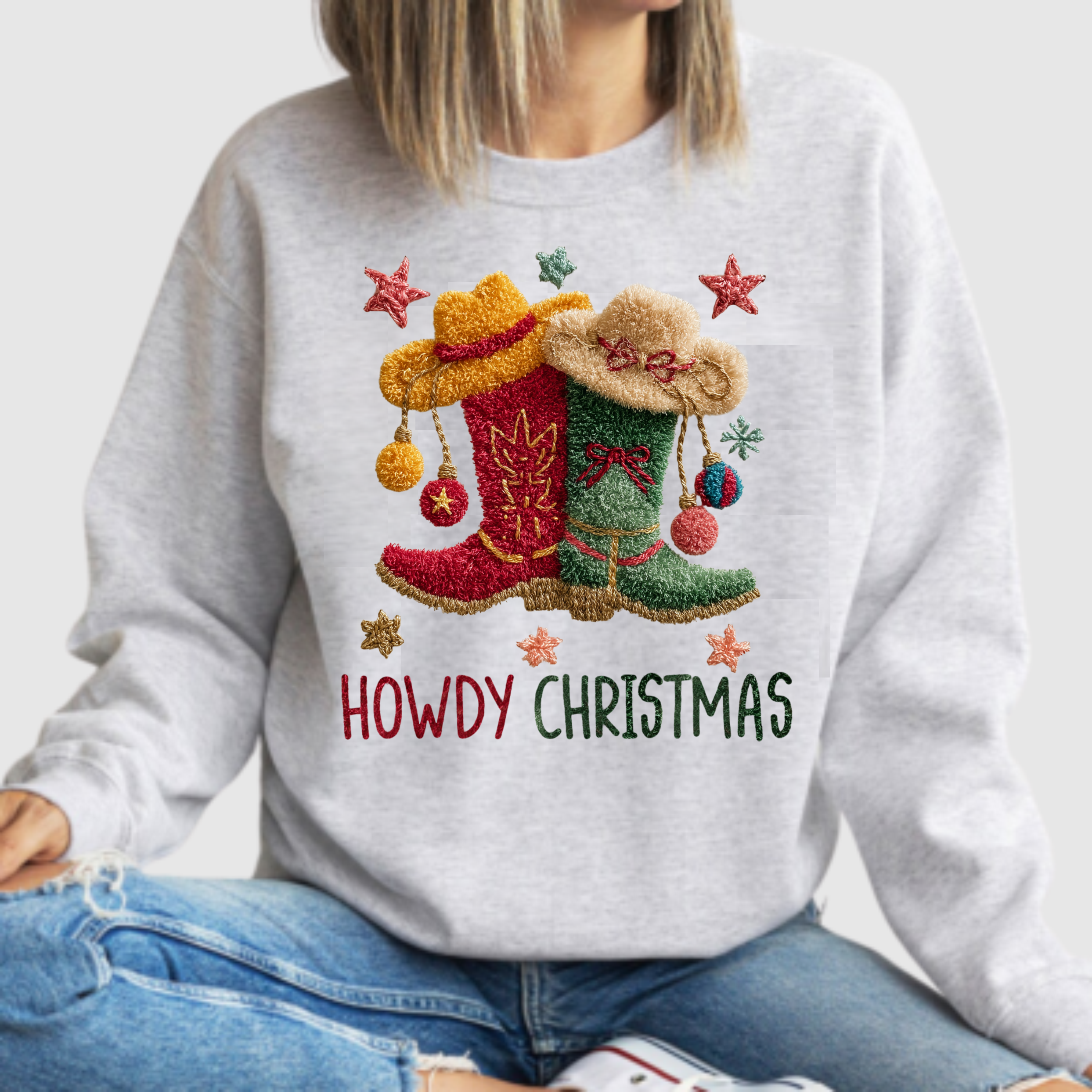 Faux Crochet Yarn - Howdy Christmas - DTF Transfer