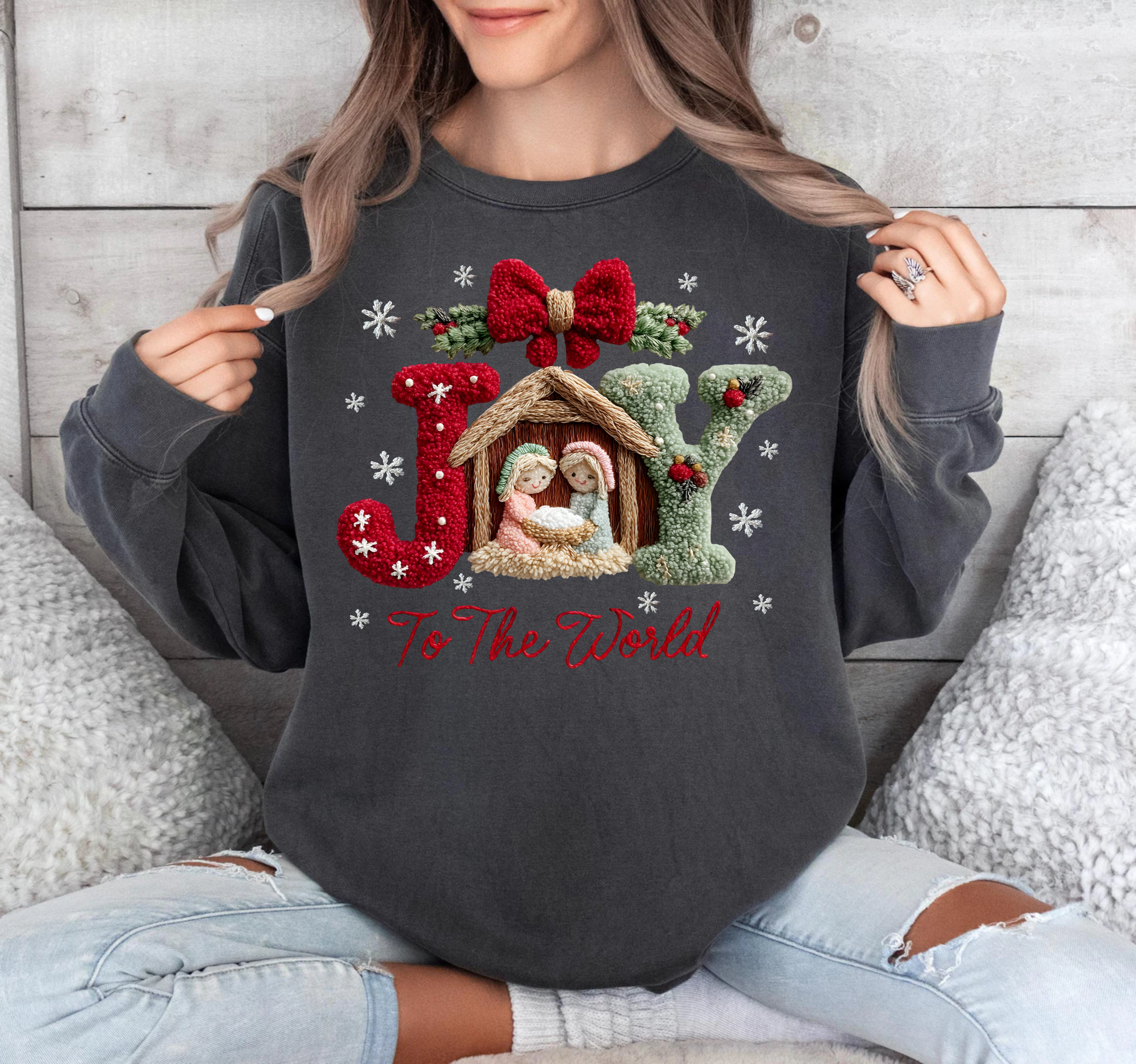 Faux Crochet Yarn -  Joy To The World - DTF Transfer