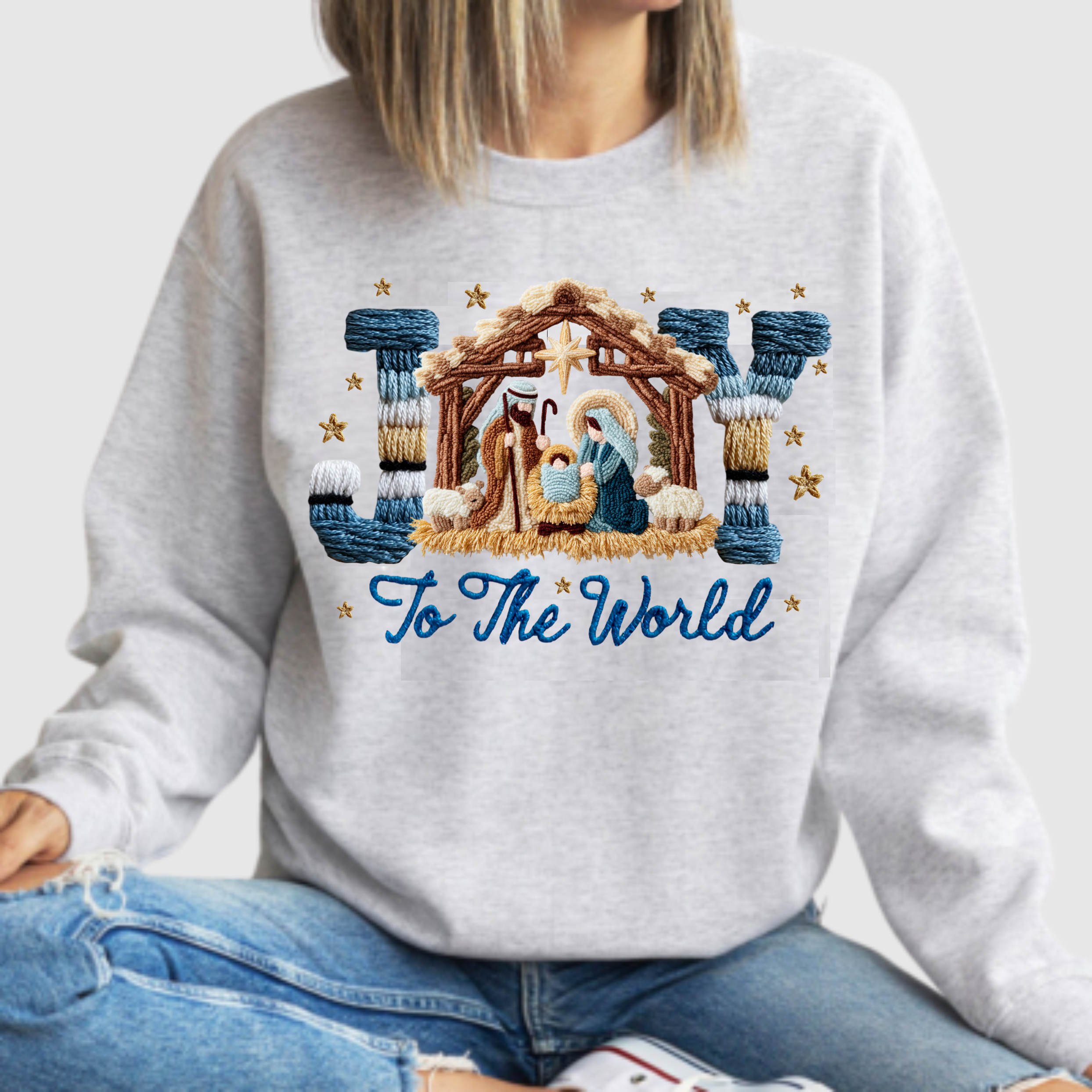 Faux Crochet Yarn -  Joy To The World - DTF Transfer