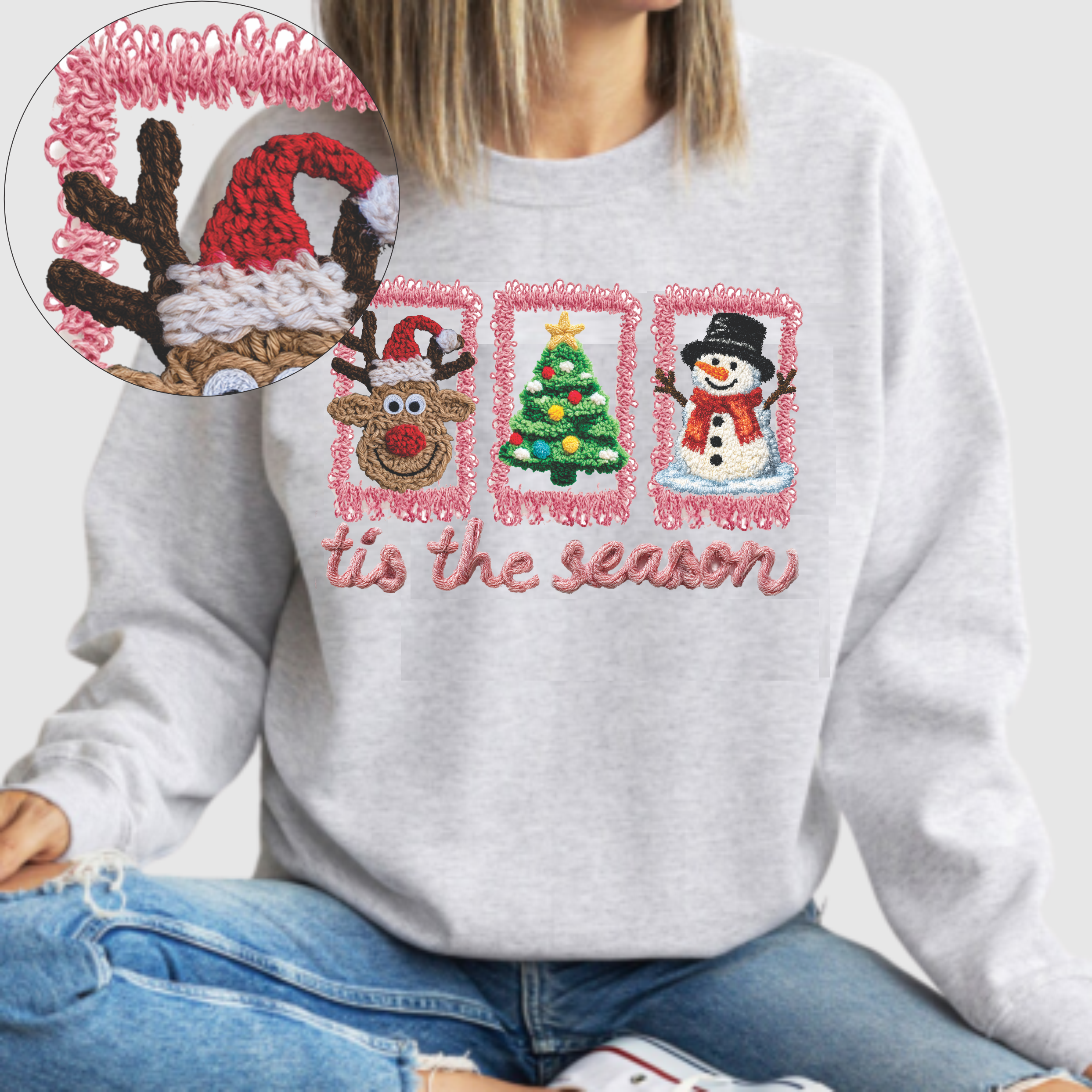 Faux Crochet Yarn - Tis the Season - DTF Transfer