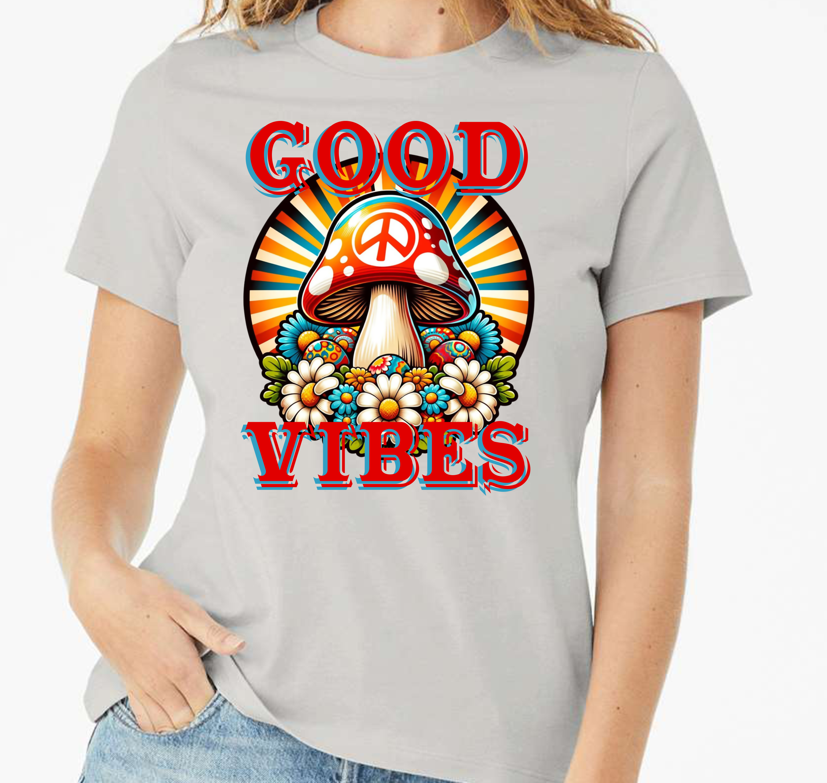 Good Vibes Retro Mushroom - DTF Transfer