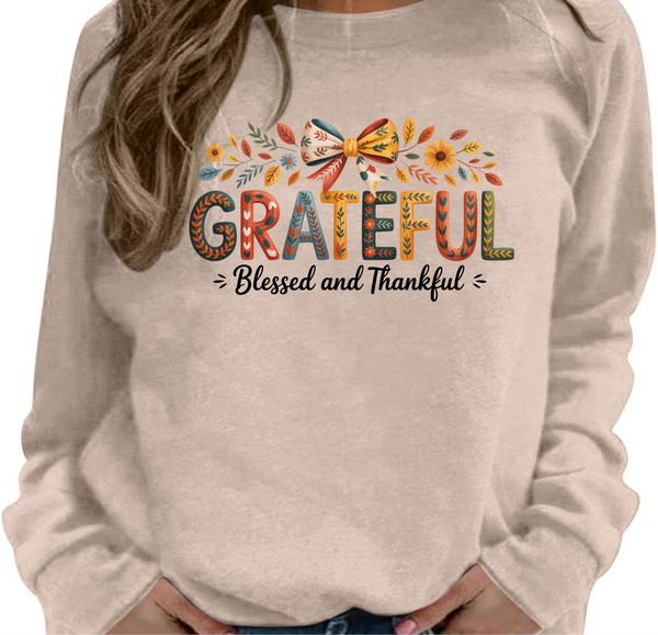 Grateful, Blessed & Thankful - DTF Transfer