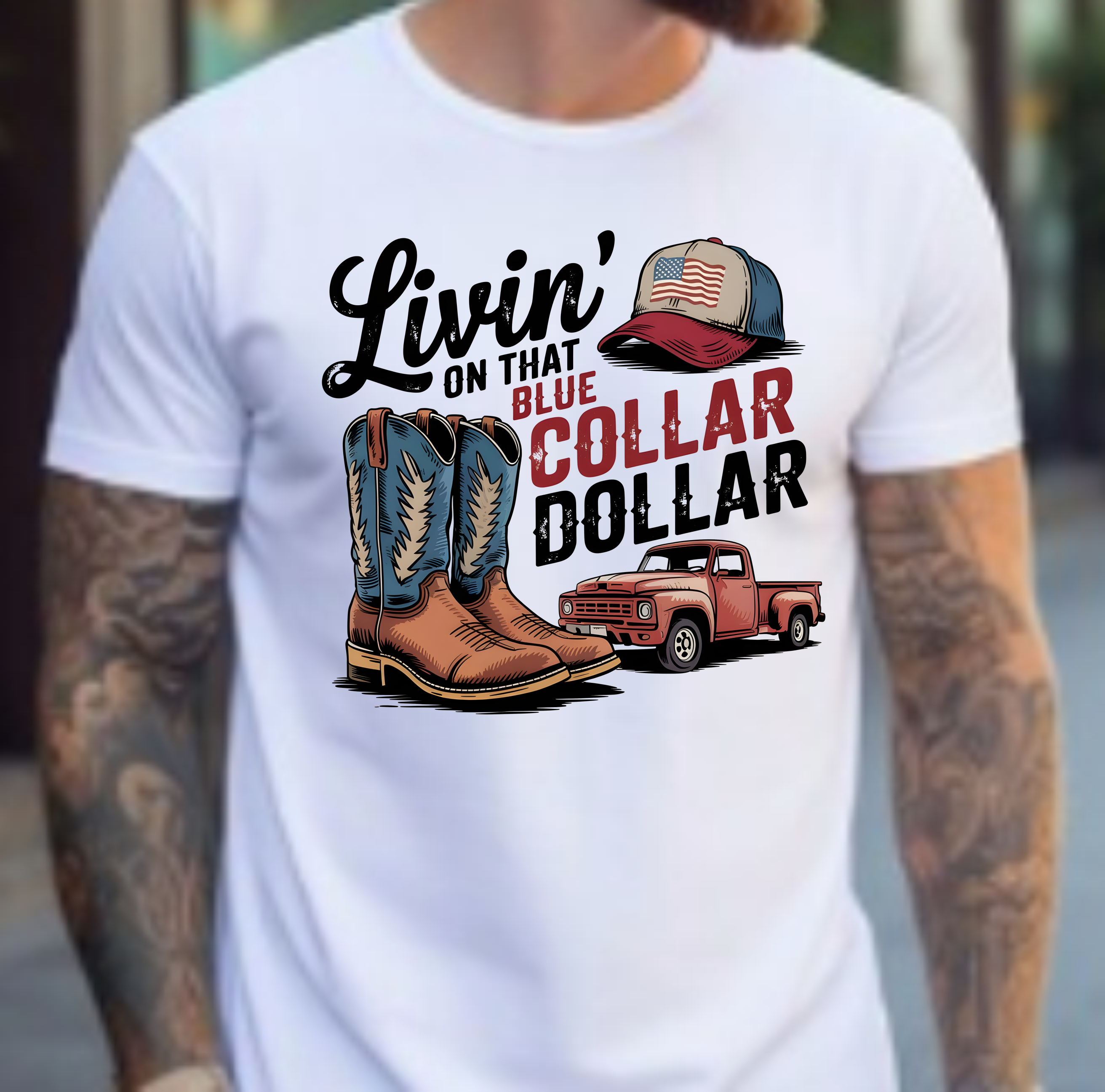 Livin' On That Blue Collar Dollar - DTF Transfer