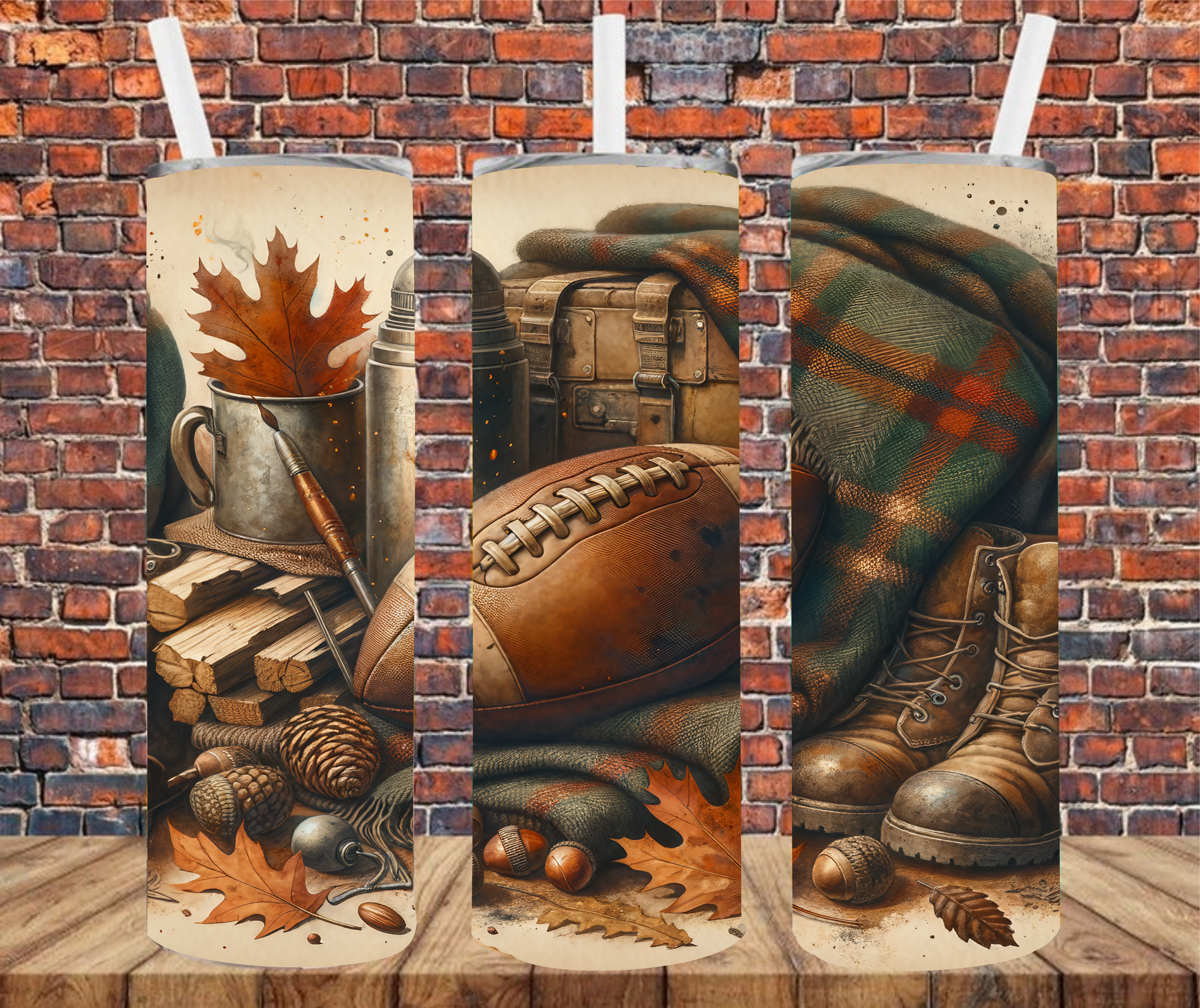 Flannel, Fall & Football - Tumbler Wrap - Sublimation Transfers