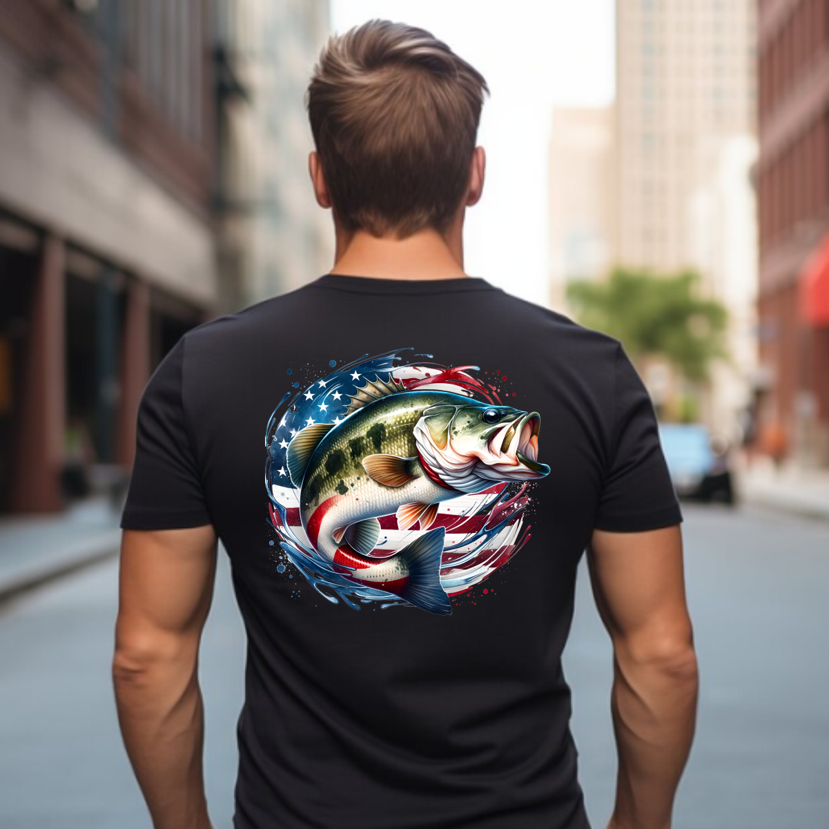 American Flag & Fish - DTF Transfer