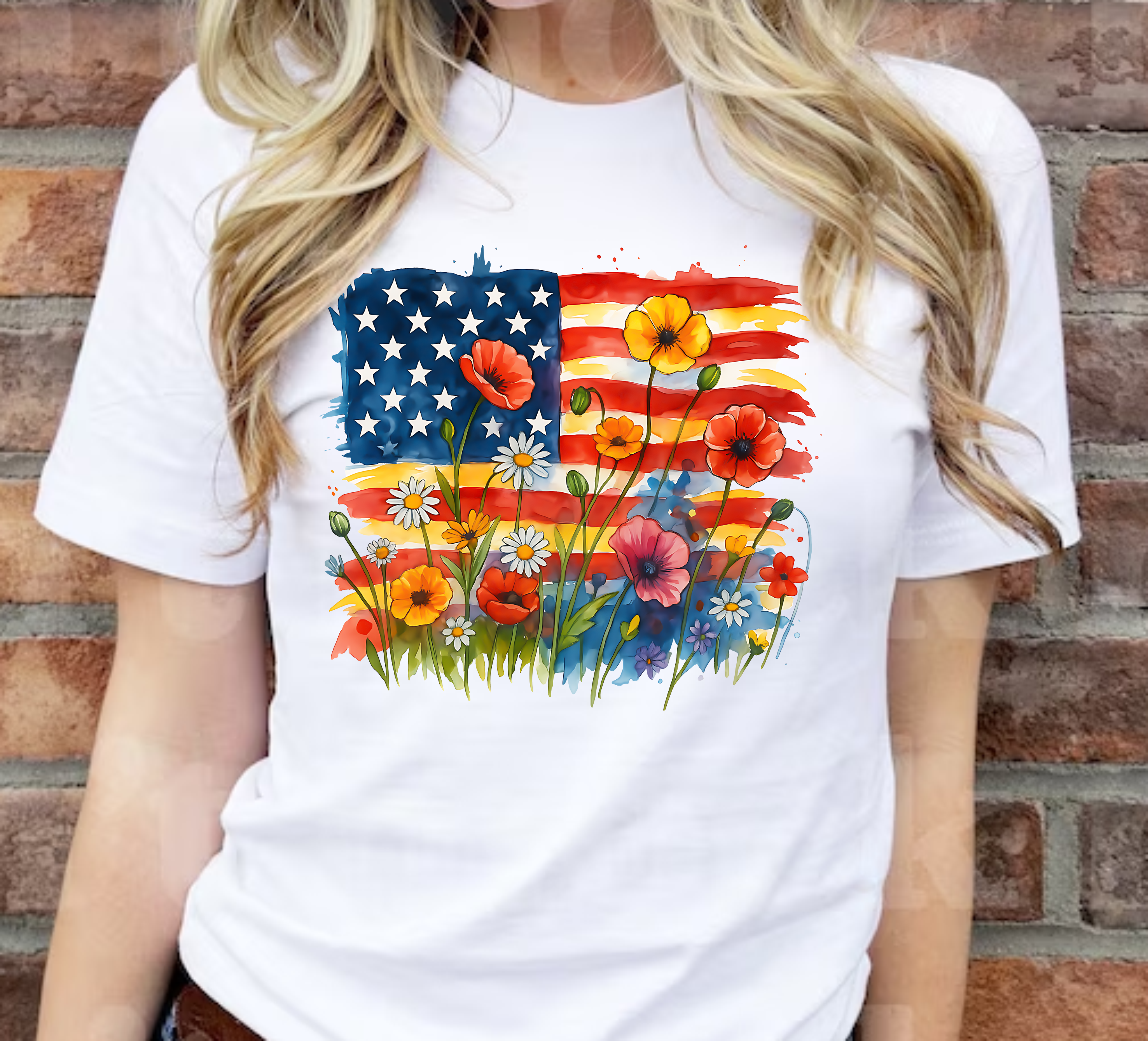 American Flag & Poppies - DTF Transfer