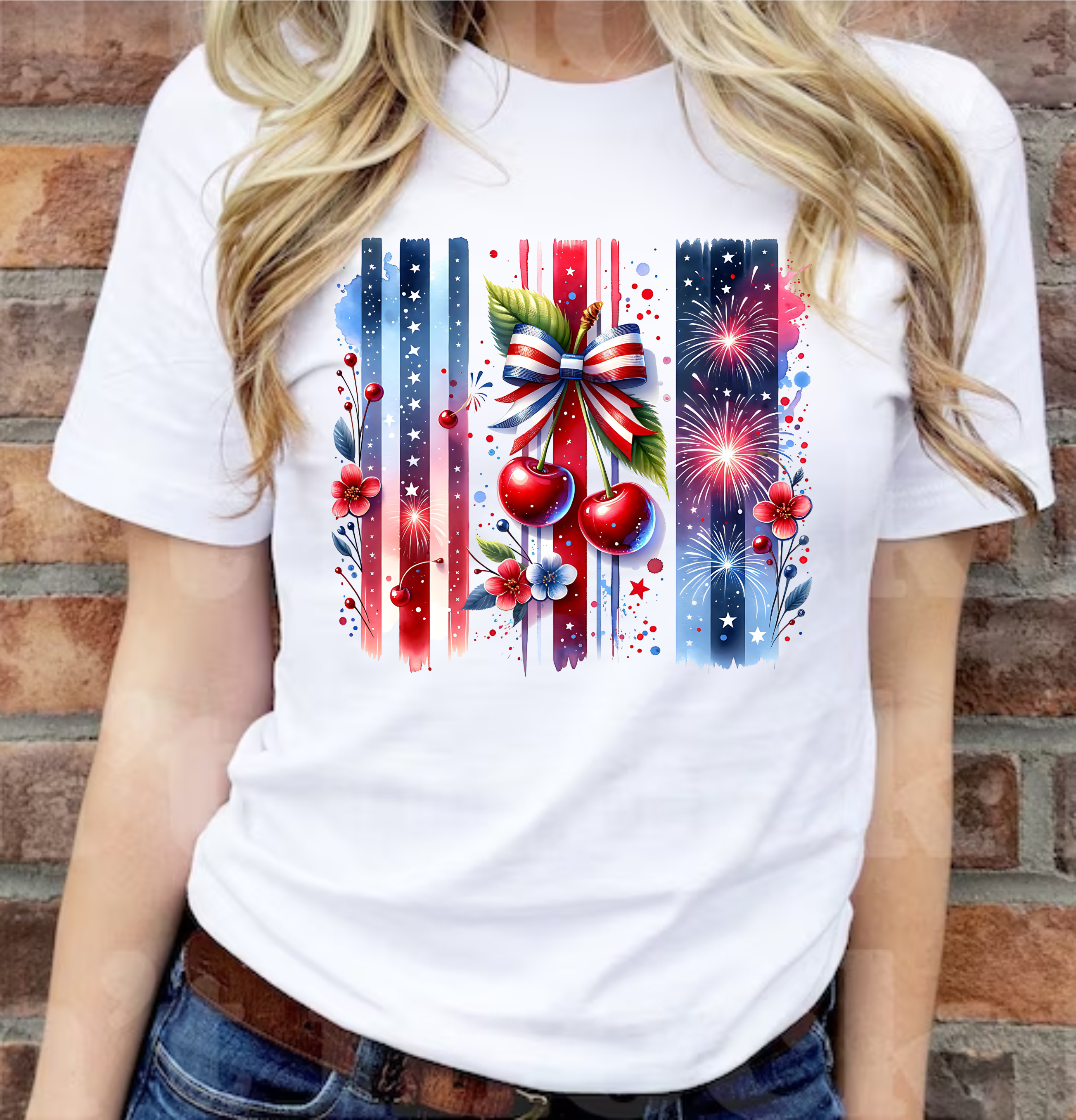 Patriotic Cherries - DTF Transfer