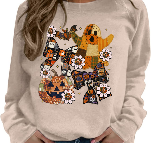 Patchwork Halloween Scene - DTF Transfer