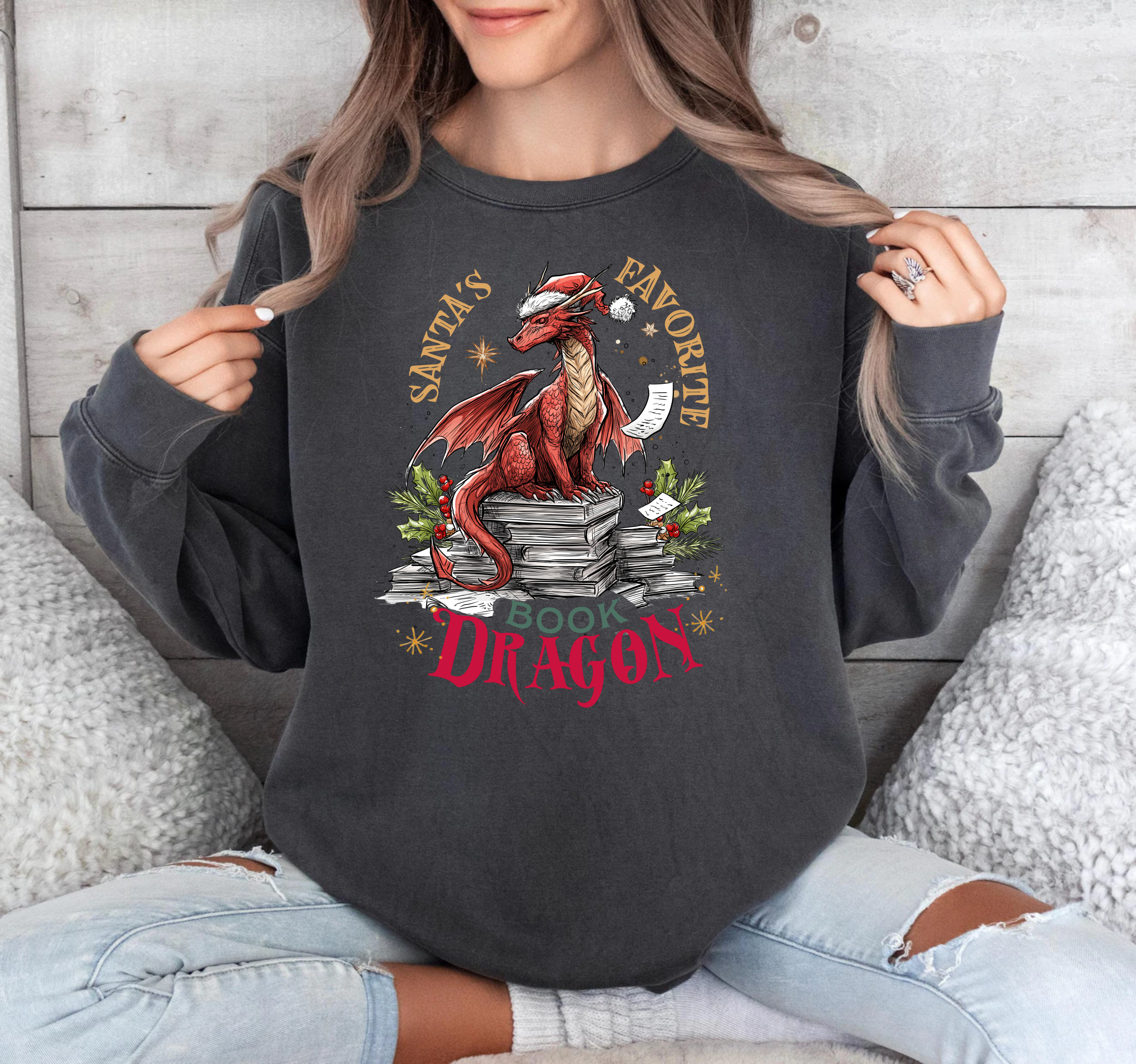 Santa's Favorite Book Dragon - DTF Transfer