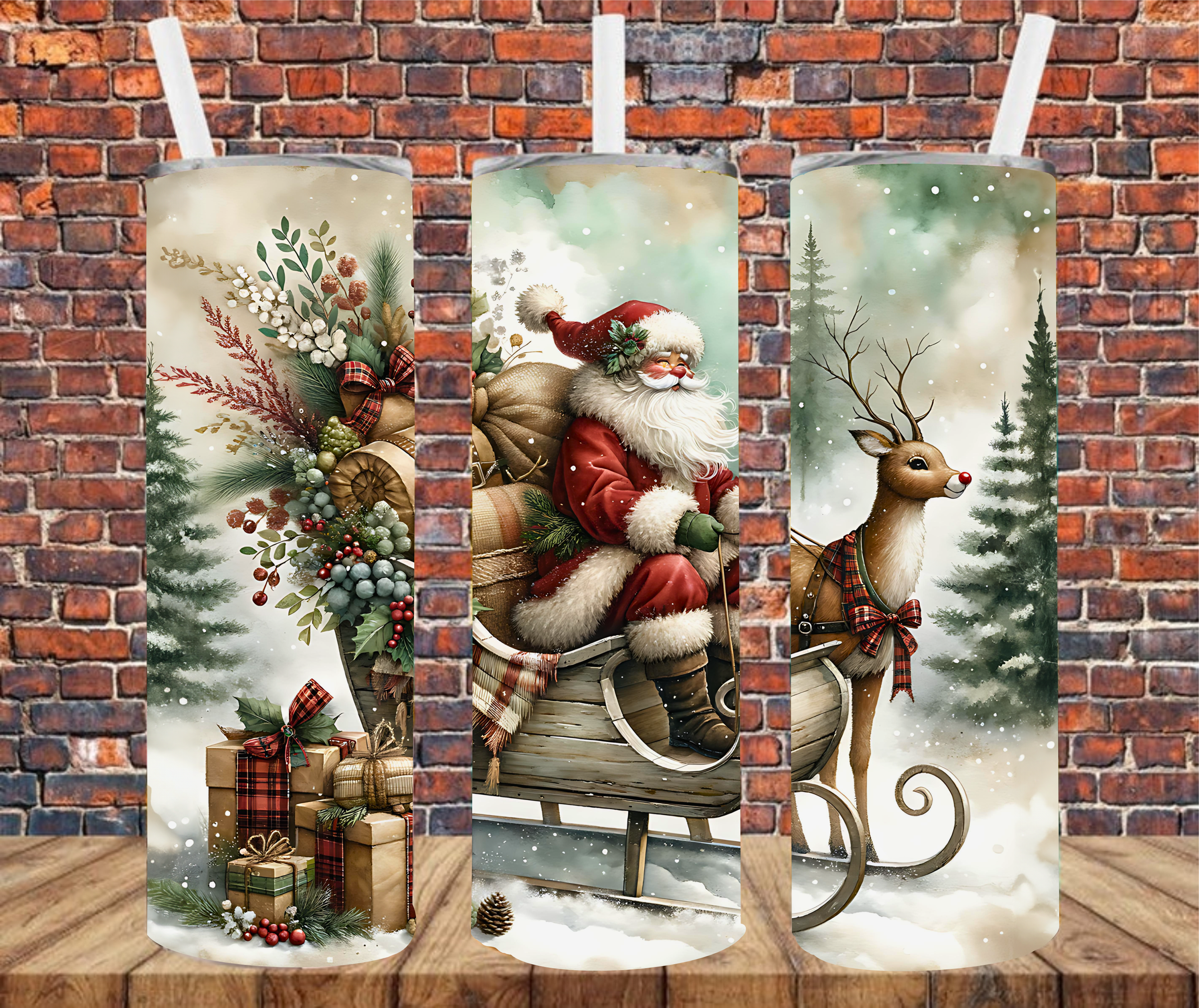 Santa Sleigh - Tumbler Wrap - Sublimation Transfers