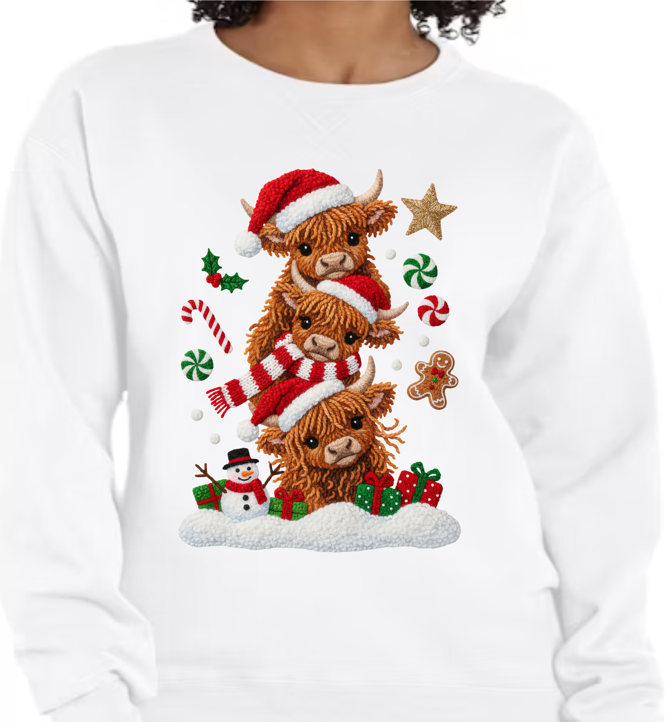 Crochet/Yarn - Merry Christmas Cows - DTF Transfer