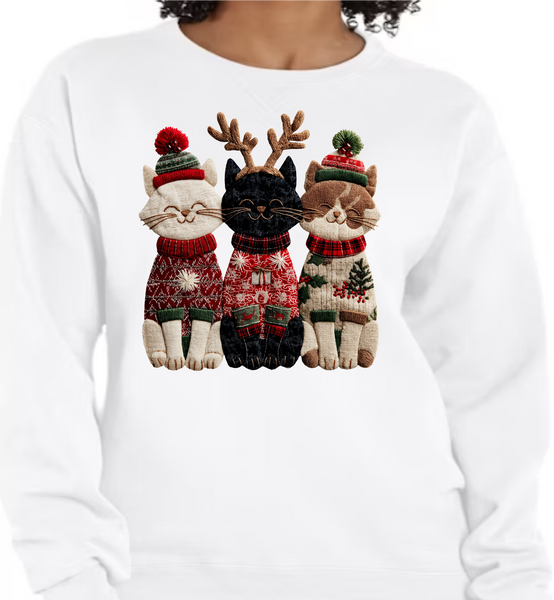 Crochet/Yarn - Merry Christmas Cats - DTF Transfer