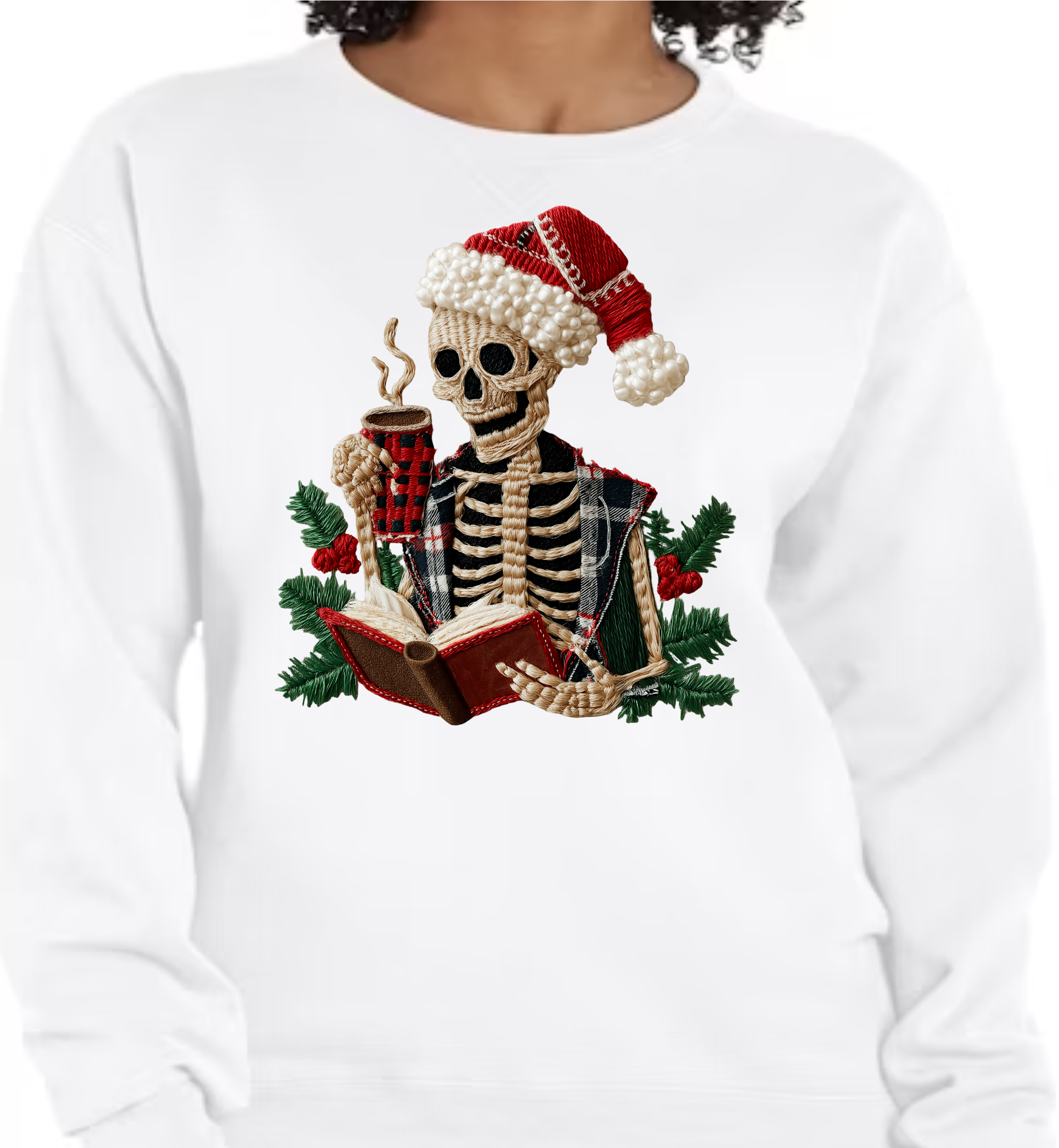 Crochet/Textured Skeleton Reading - DTF Transfer