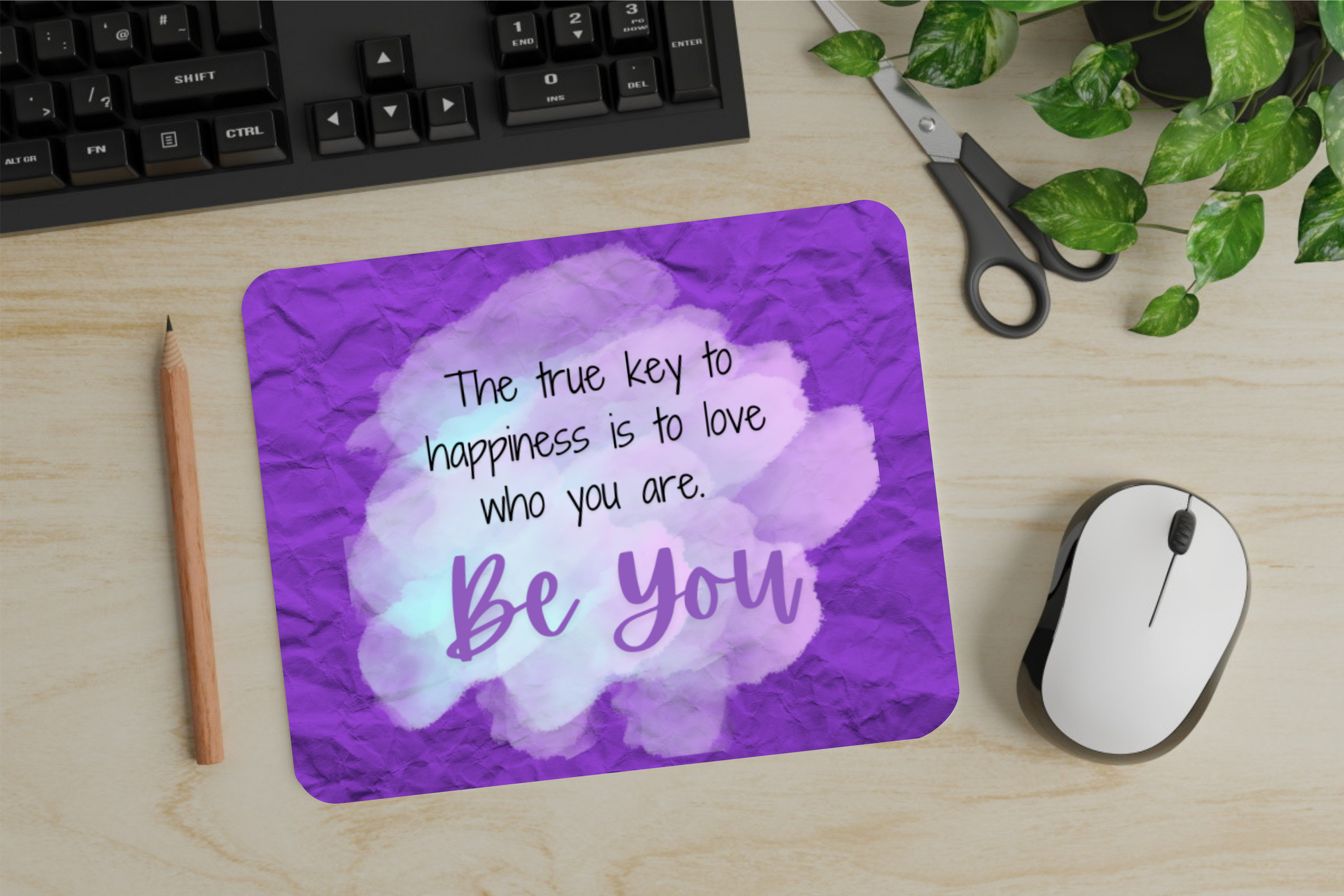 The True Key To Happiness Is To Love Who You Are. Be You - Mouse Pad - Sublimation Transfer