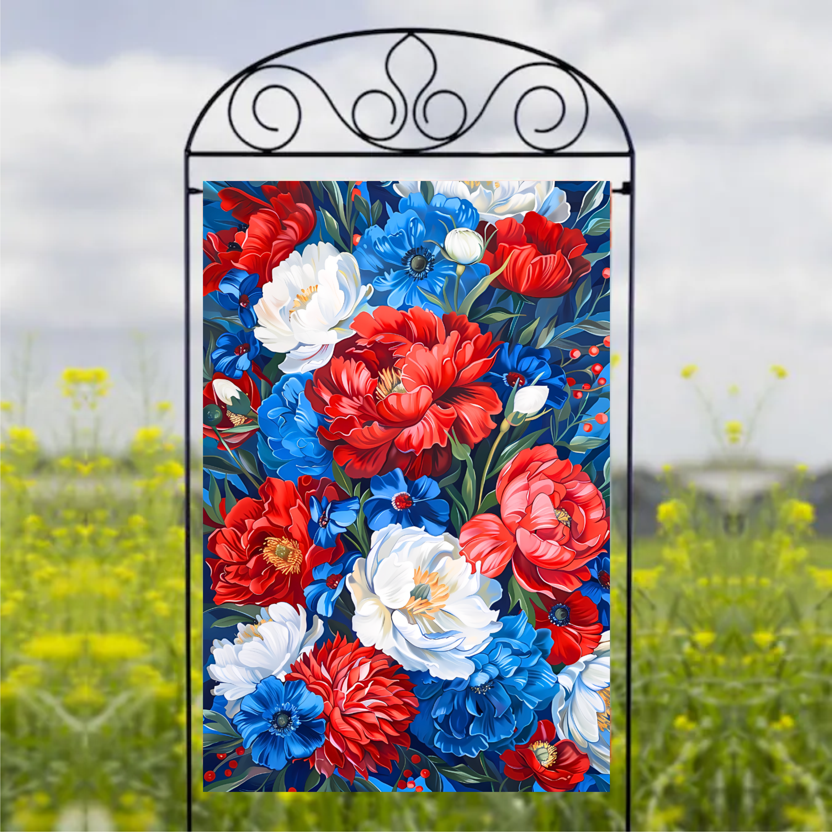 Patriotic Flowers - Garden Flag Sublimation Transfers