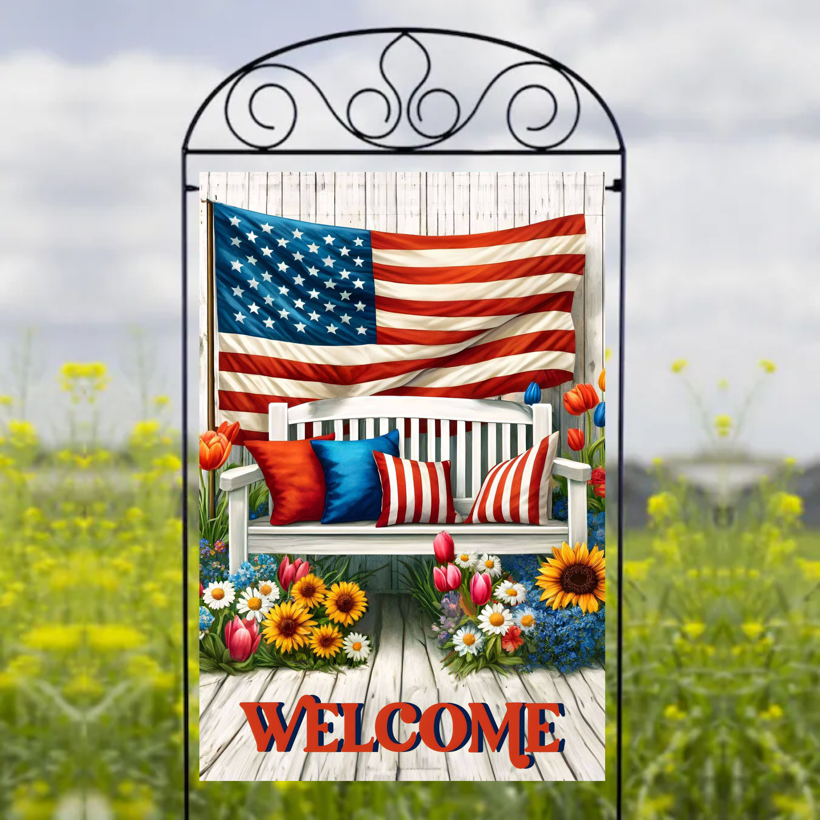Front Porch & American Flag - Garden Flag Sublimation Transfers