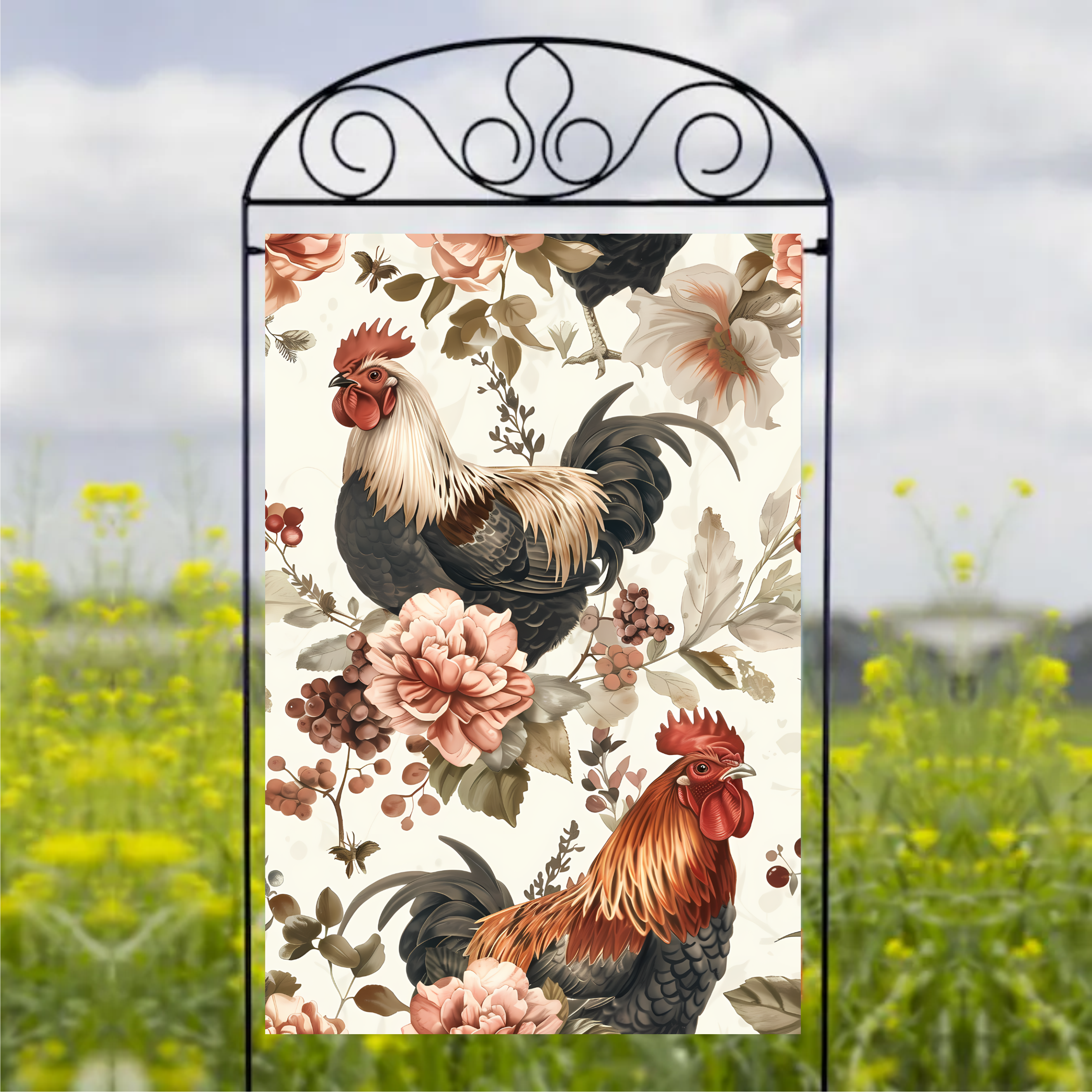 Floral Chickens - Garden Flag Sublimation Transfers