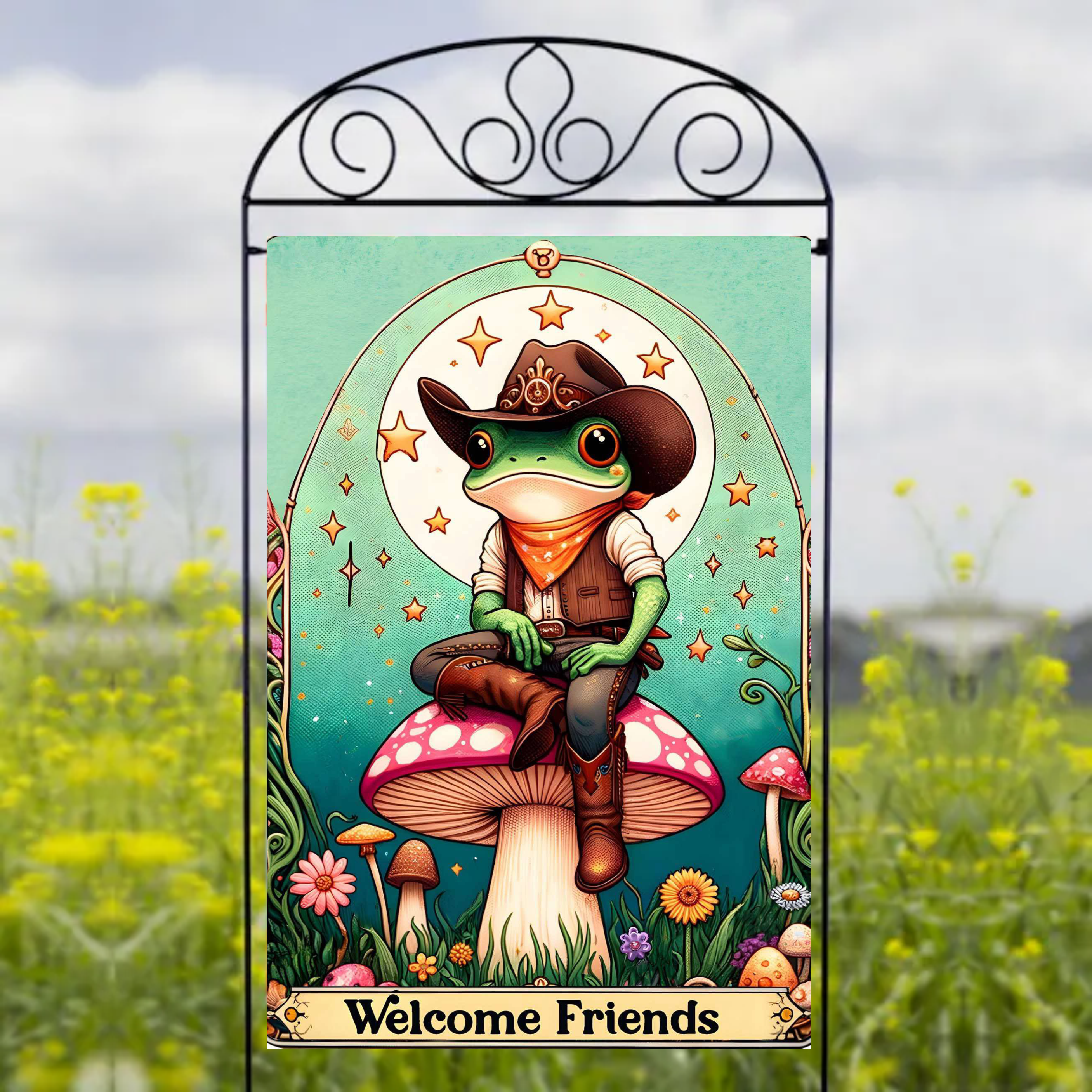 Cowboy Frog - Garden Flag Sublimation Transfers