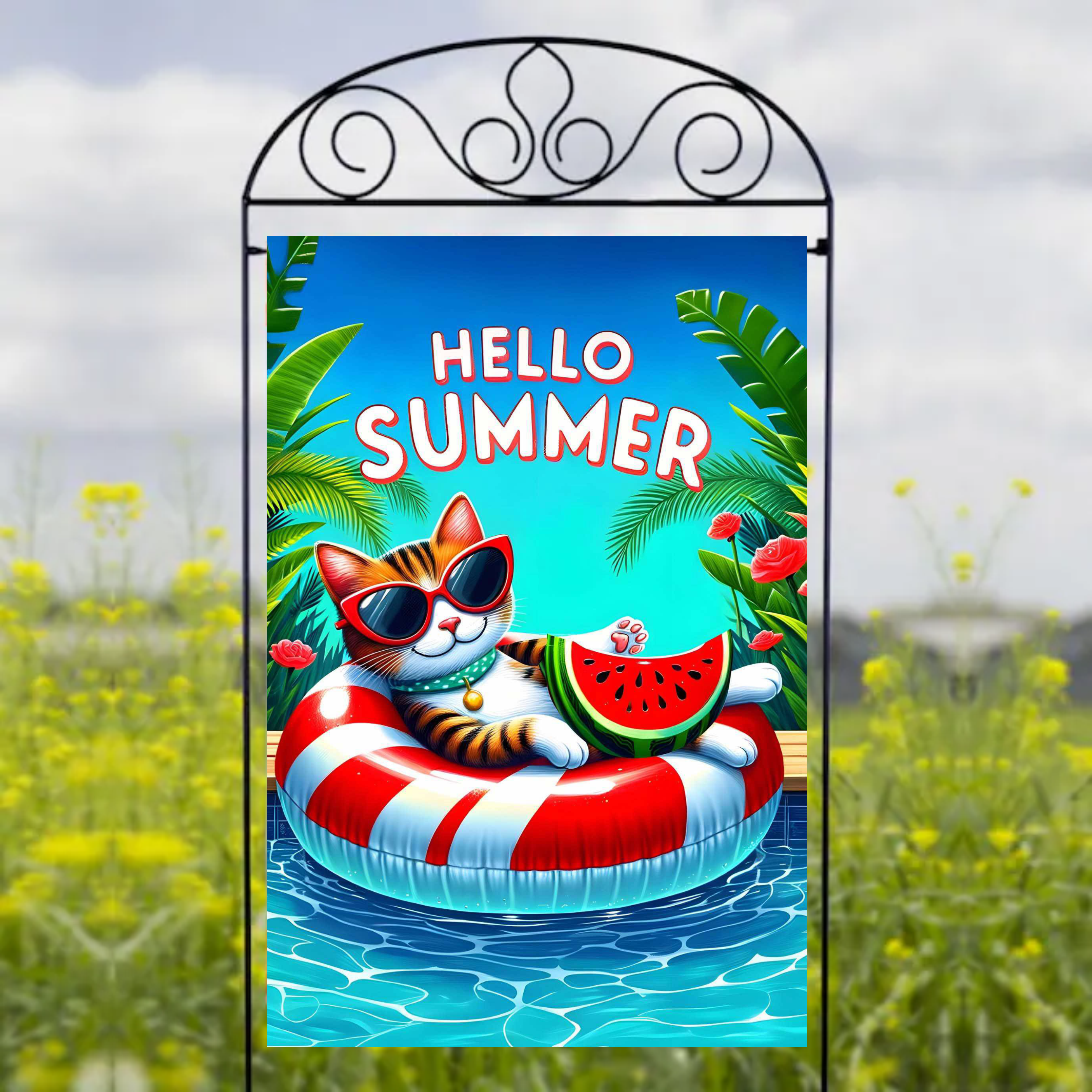 Hello Summer - Garden Flag Sublimation Transfers