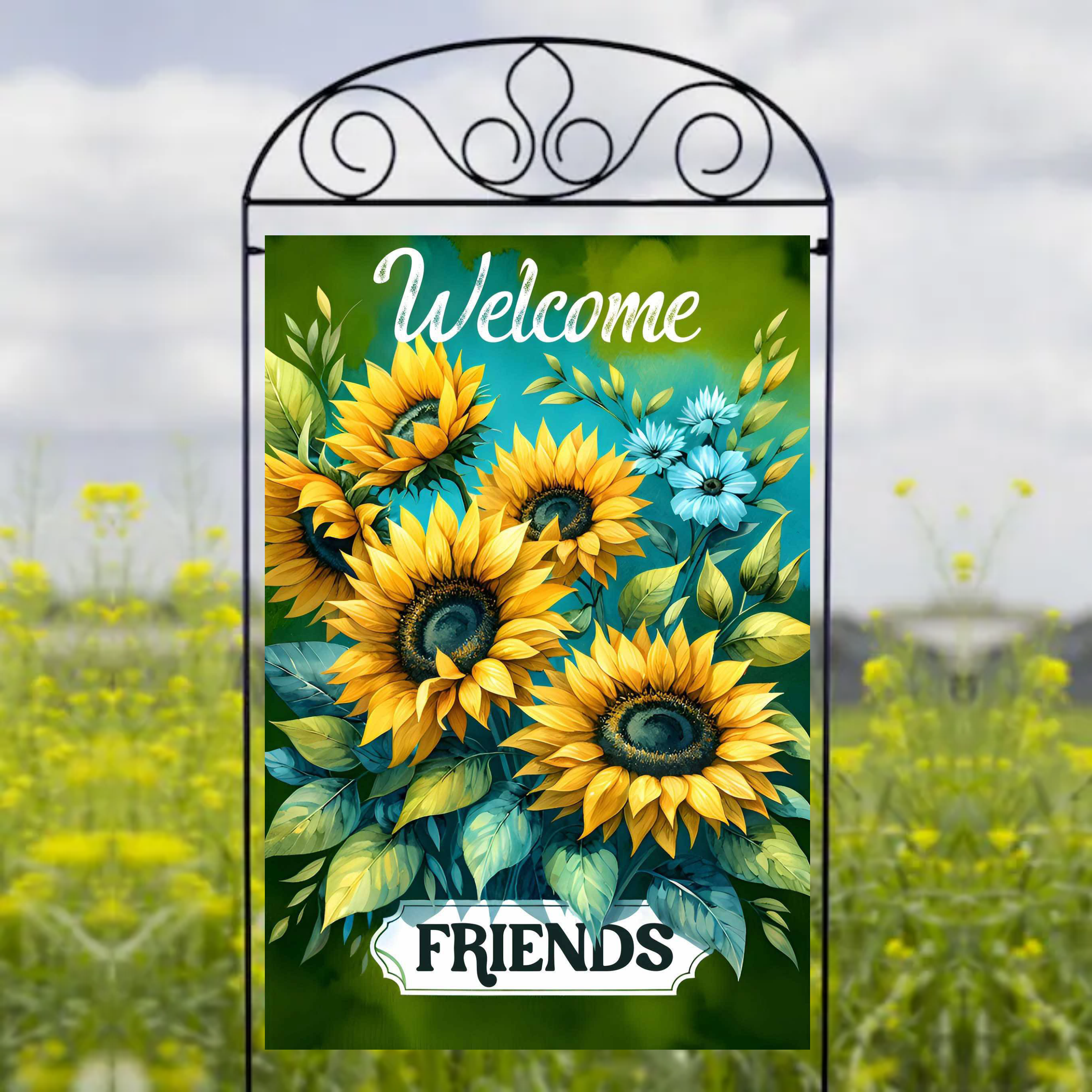 Welcome Friends Sunflowers - Garden Flag Sublimation Transfers