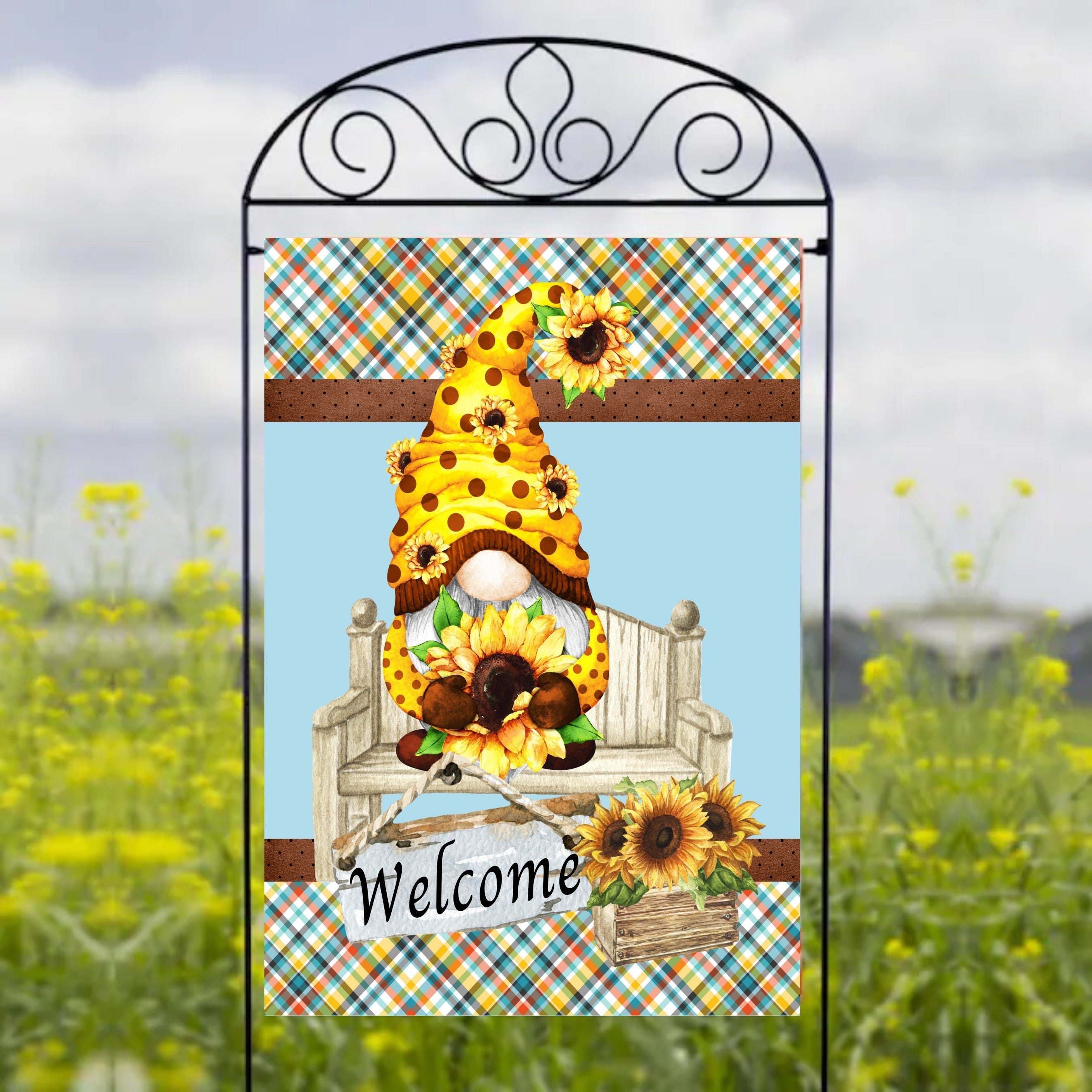 Fall Gnome with Sunflowers - Garden Flag Sublimation Transfers