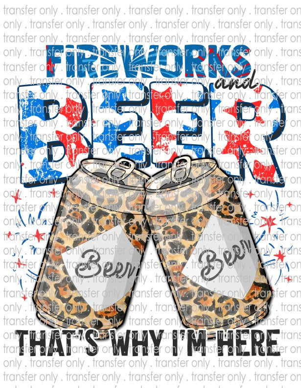 Fireworks & Beer That's Why I'm Here - Waterslide, Sublimation Transfers