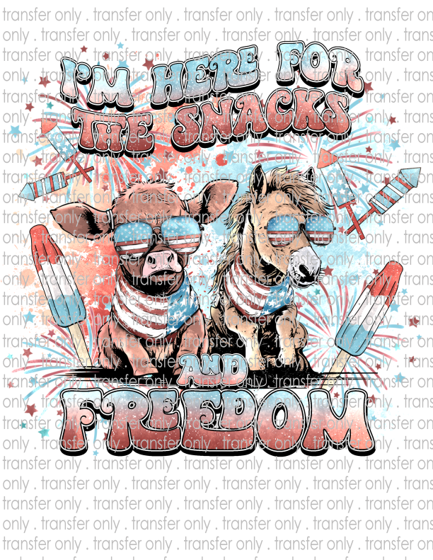 I'm Here For The Snacks & Freedom  - Waterslide, Sublimation Transfers
