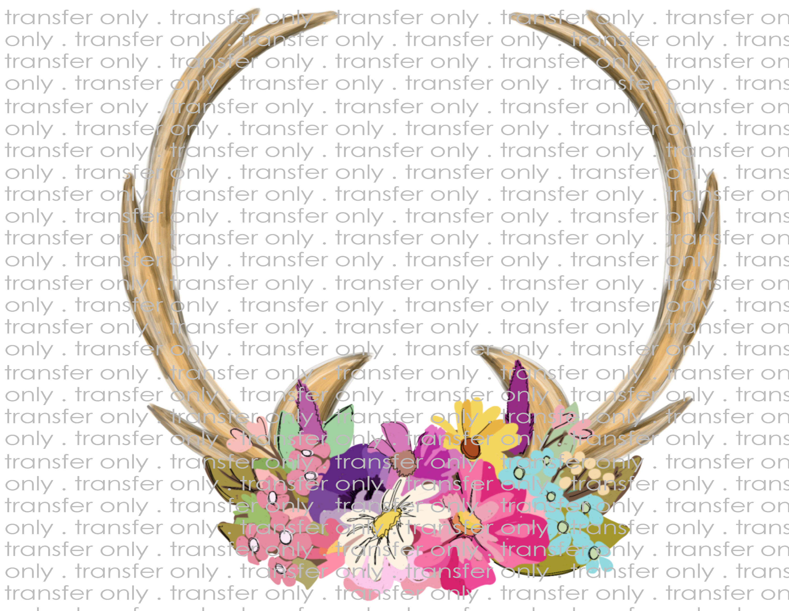 Floral Antlers - Waterslide, Sublimation Transfers