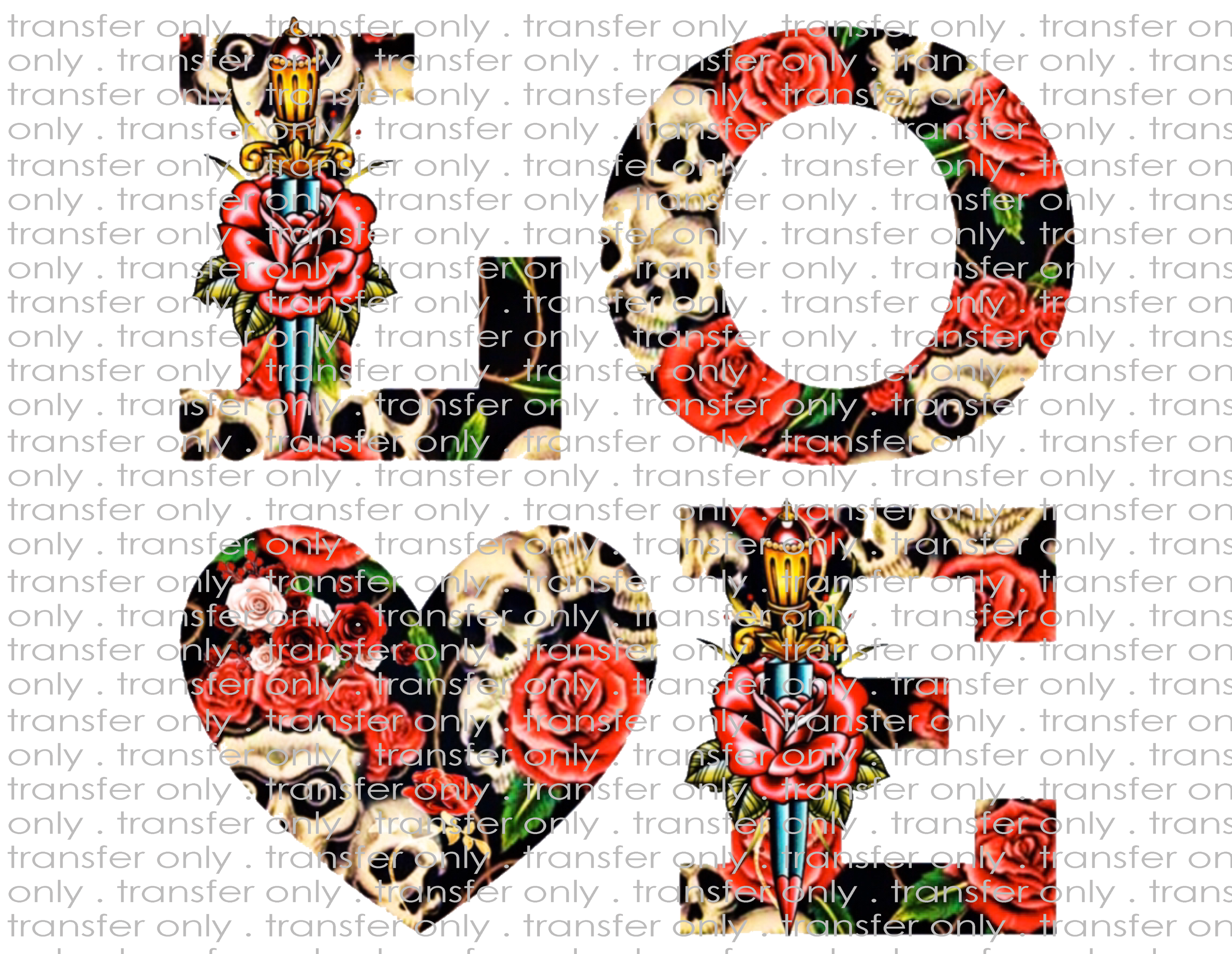 Skull Love - Waterslide, Sublimation Transfers