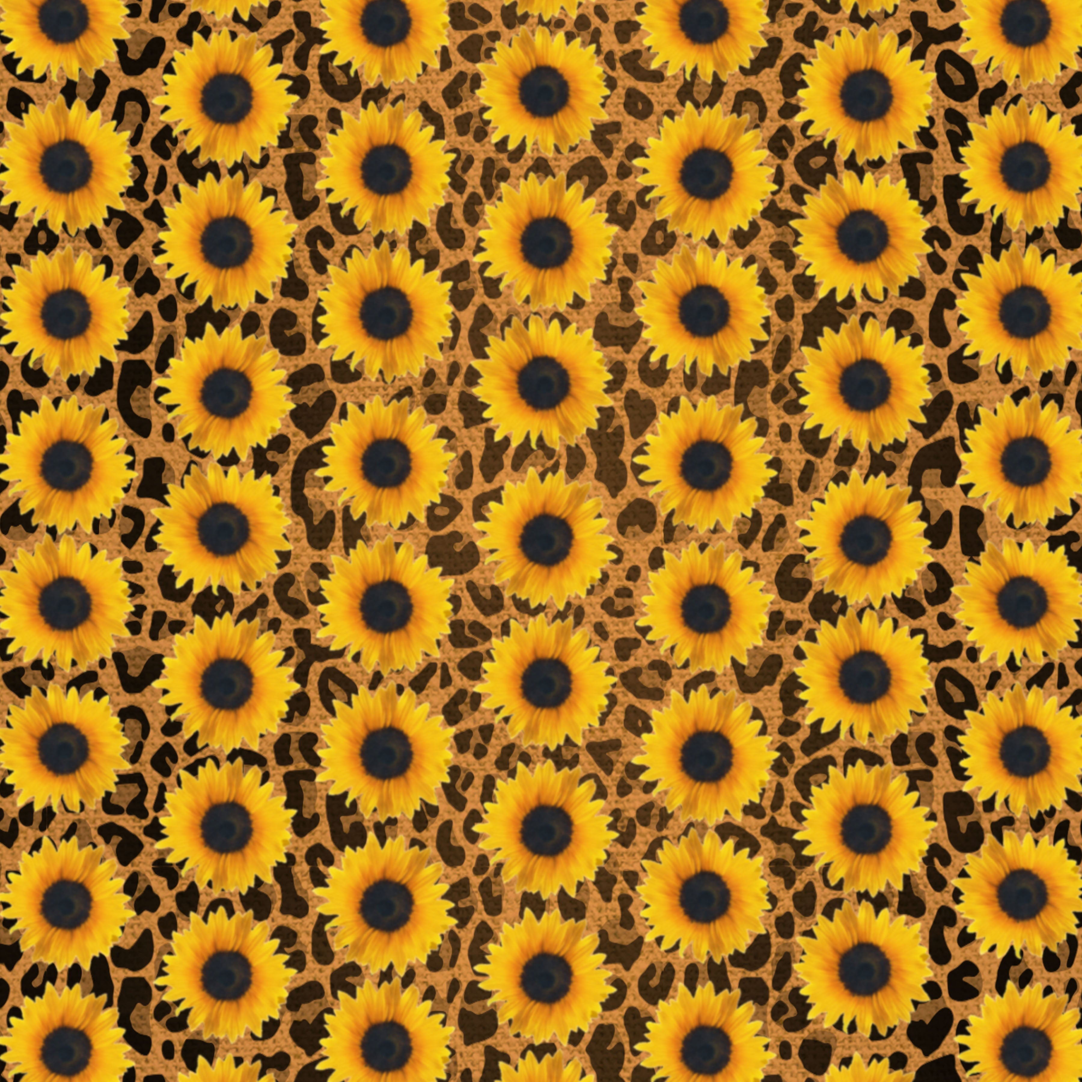 Leopard Sunflowers - Full Pattern - Vinyl, Sublimation Transfers