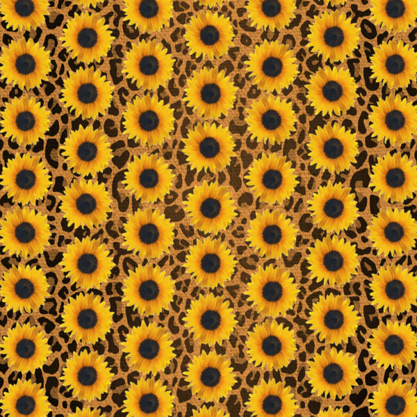 Leopard Sunflowers - Full Pattern - Vinyl, Sublimation Transfers