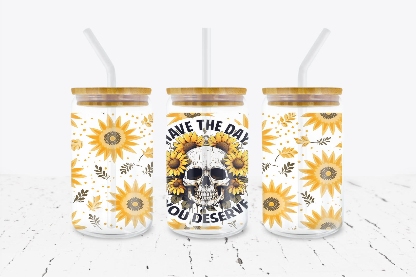 Have The Day You Deserve - 16 oz Libbey Glass Can Wrap