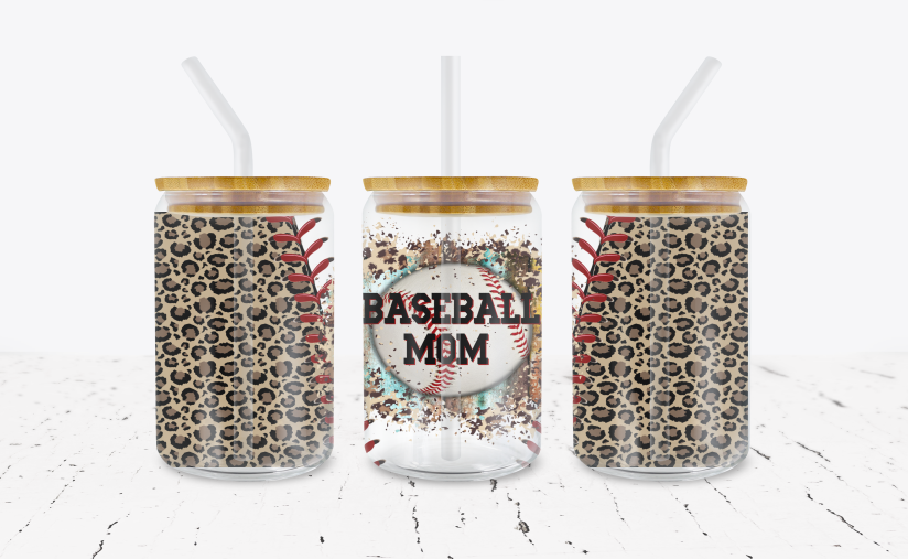 Baseball Mom - 16 oz Libbey Glass Can Wrap