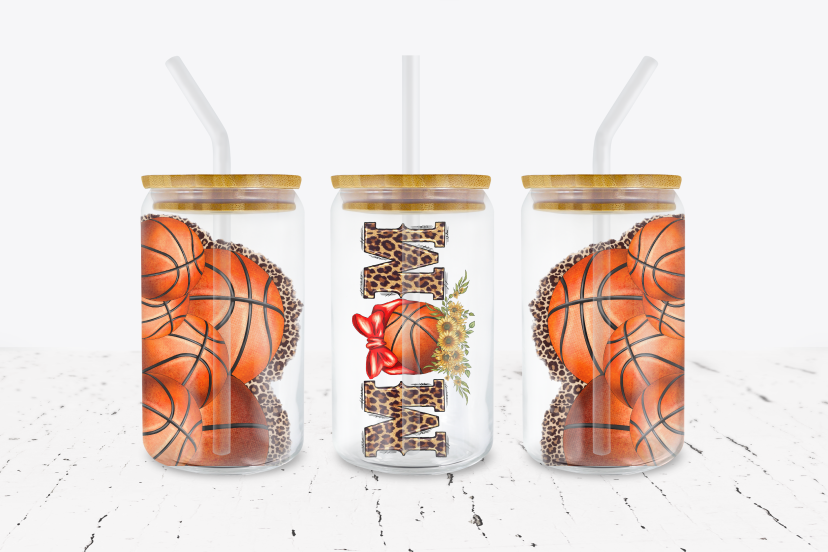 Basketball Mom - 16 oz Libbey Glass Can Wrap