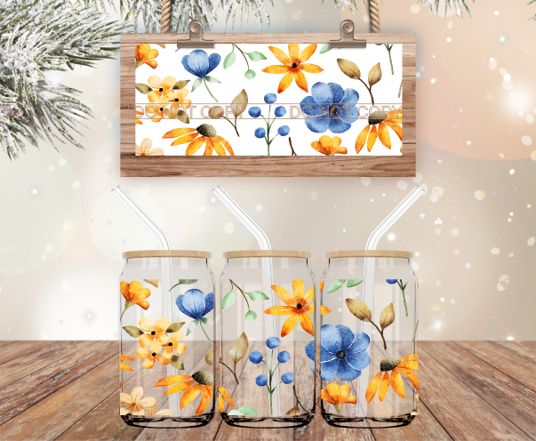 Spring Flowers - 16 oz Libbey Glass Can Wrap