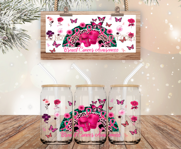 Breast Cancer Awareness - 16 oz Libbey Glass Can Wrap