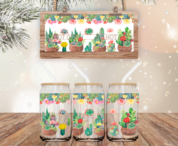 Cactus Pots - 16 oz Libbey Glass Can Wrap